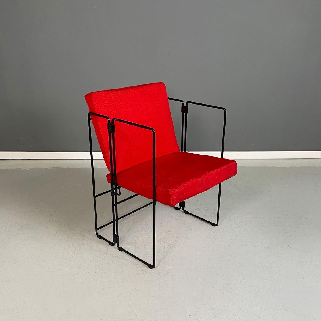 Modern Italian modern foldable red armchairs Jolly Cappai Mainardis for Alfeo, 1980s For Sale