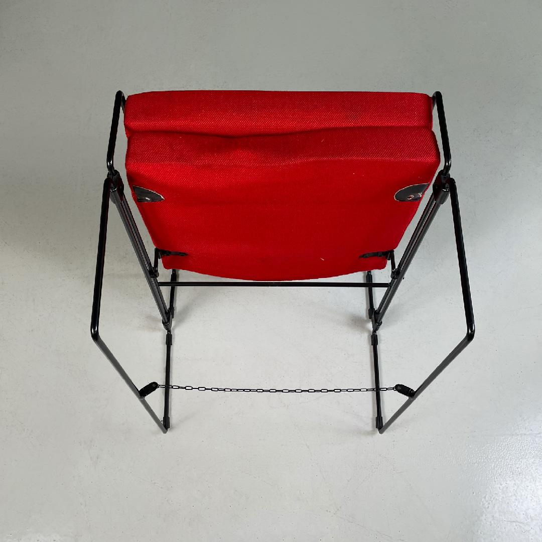 Italian modern foldable red armchairs Jolly Cappai Mainardis for Alfeo, 1980s For Sale 3