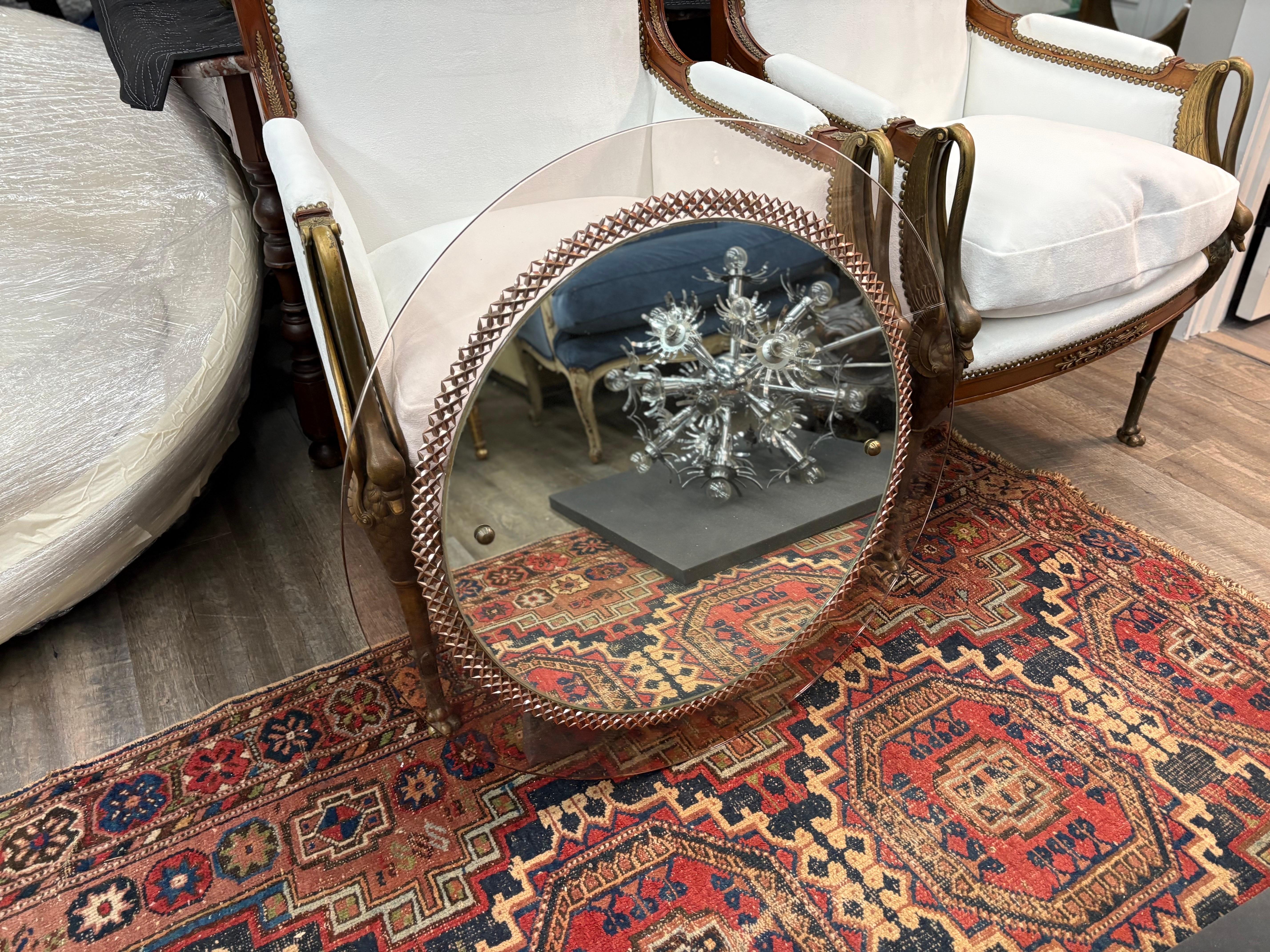 Hollywood Regency Miroir moderne italien inspiré de Fontana Arte en vente