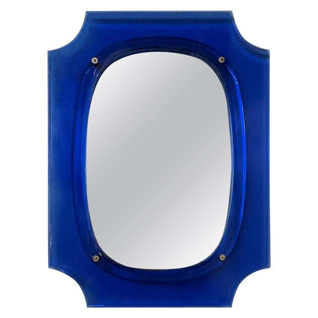 Murano Blue Glass And Brass Art Deco Console Wall Mirror 2020 For murano-blue-glass-and-brass-art-deco-console-wall-mirror-2020-for
