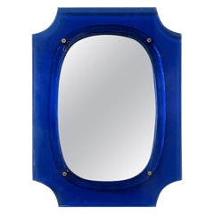 Miroir moderne italien Fontana Arte style bleu biseauté