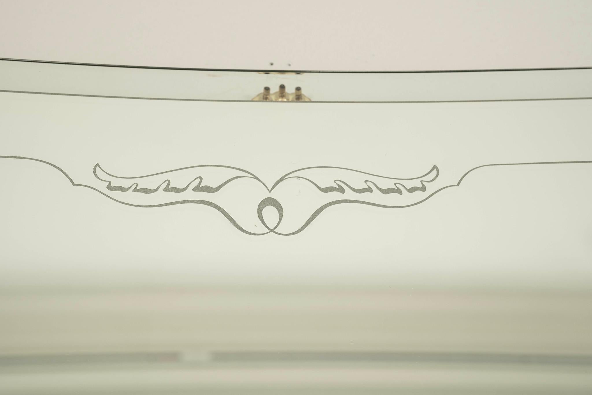 Espejo Grabado Estilo Fontana Arte Moderno Italiano en venta 1