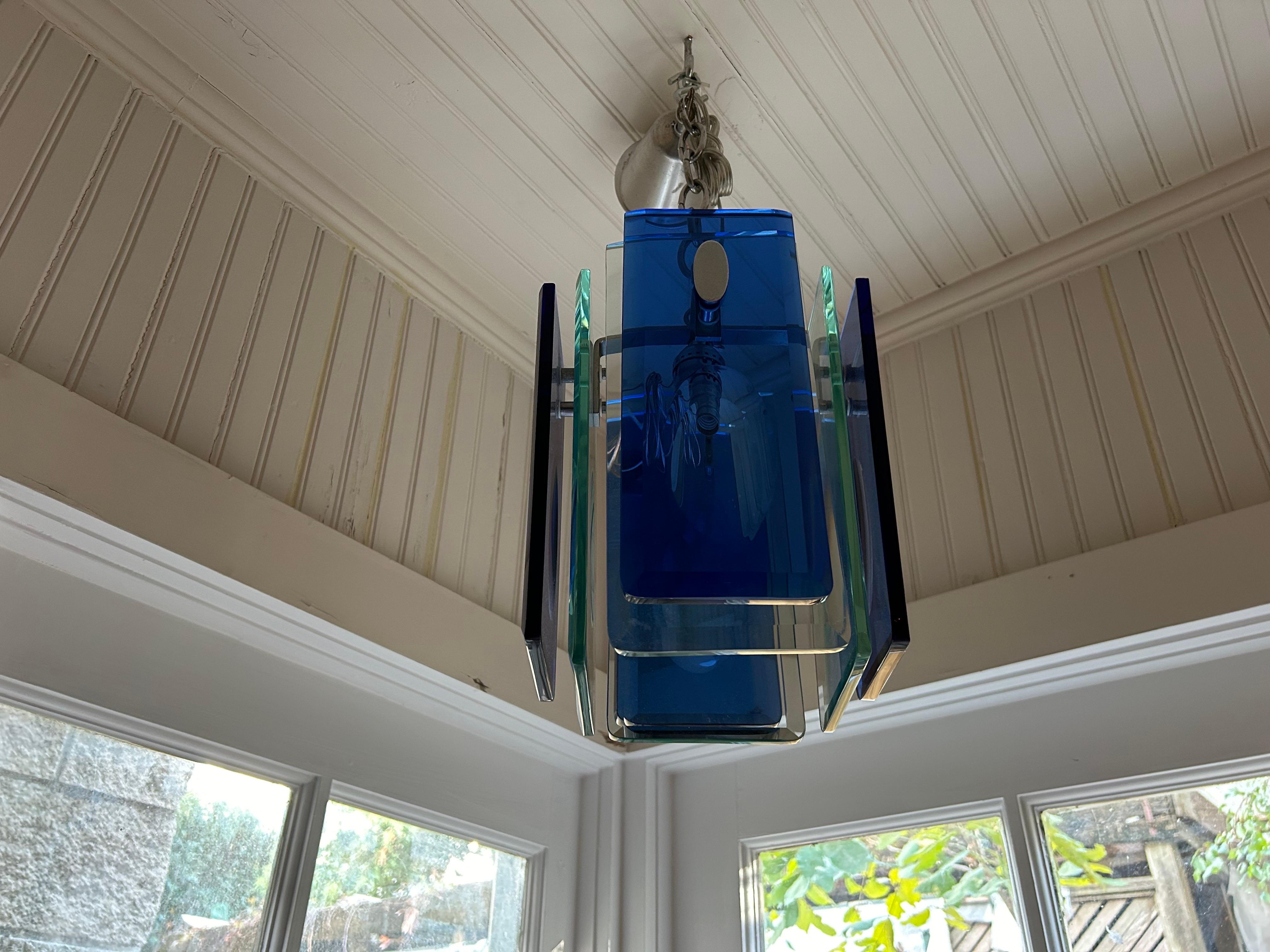 Italian Modern Fontana Arte Style Pendant Or Lantern In Good Condition For Sale In Houston, TX