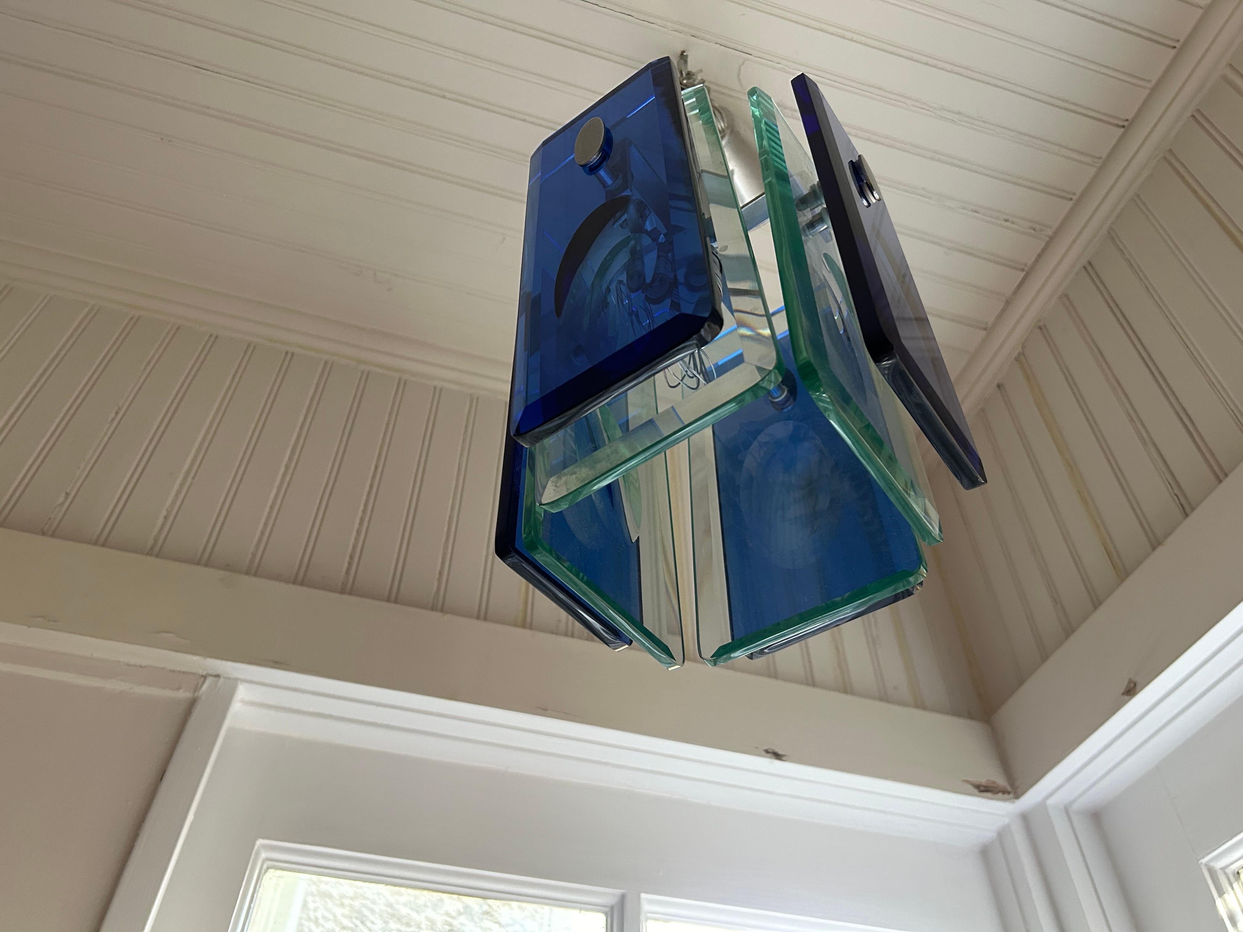 Glass Italian Modern Fontana Arte Style Pendant Or Lantern For Sale