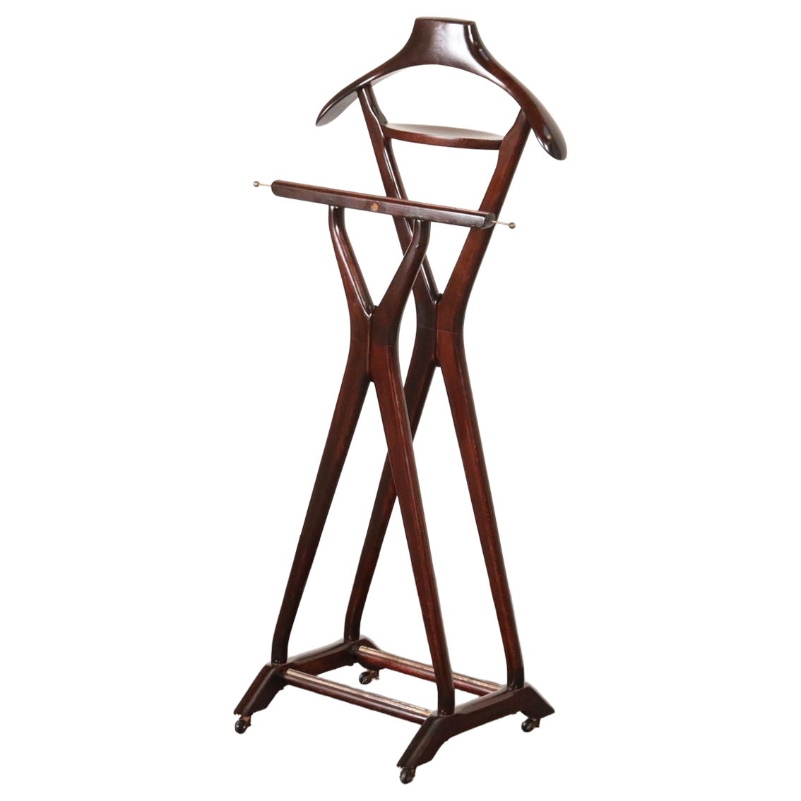 Italian Modern Fratelli Reguitti Sculptural Stained Mahogany X-Form Valet