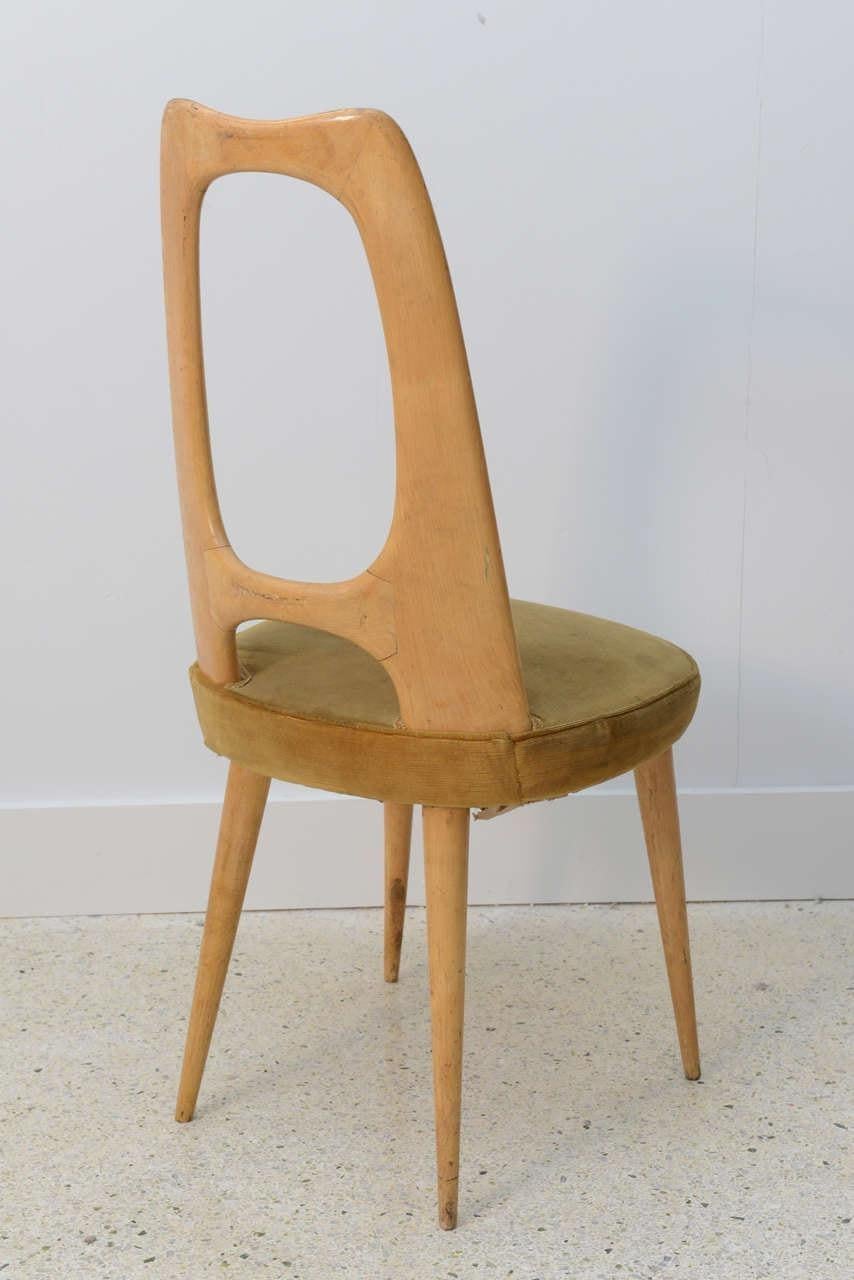 Italian Modern Fruitwood Side/Desk Chair, Guglielmo Ulrich In Excellent Condition In Hollywood, FL