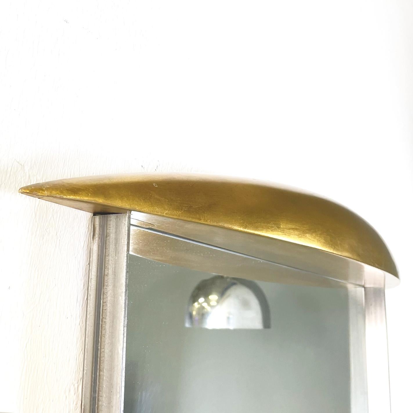 Italian Modern Full-Length Wall Mirror in Gold Wood and Metal, 1980s For Sale 2