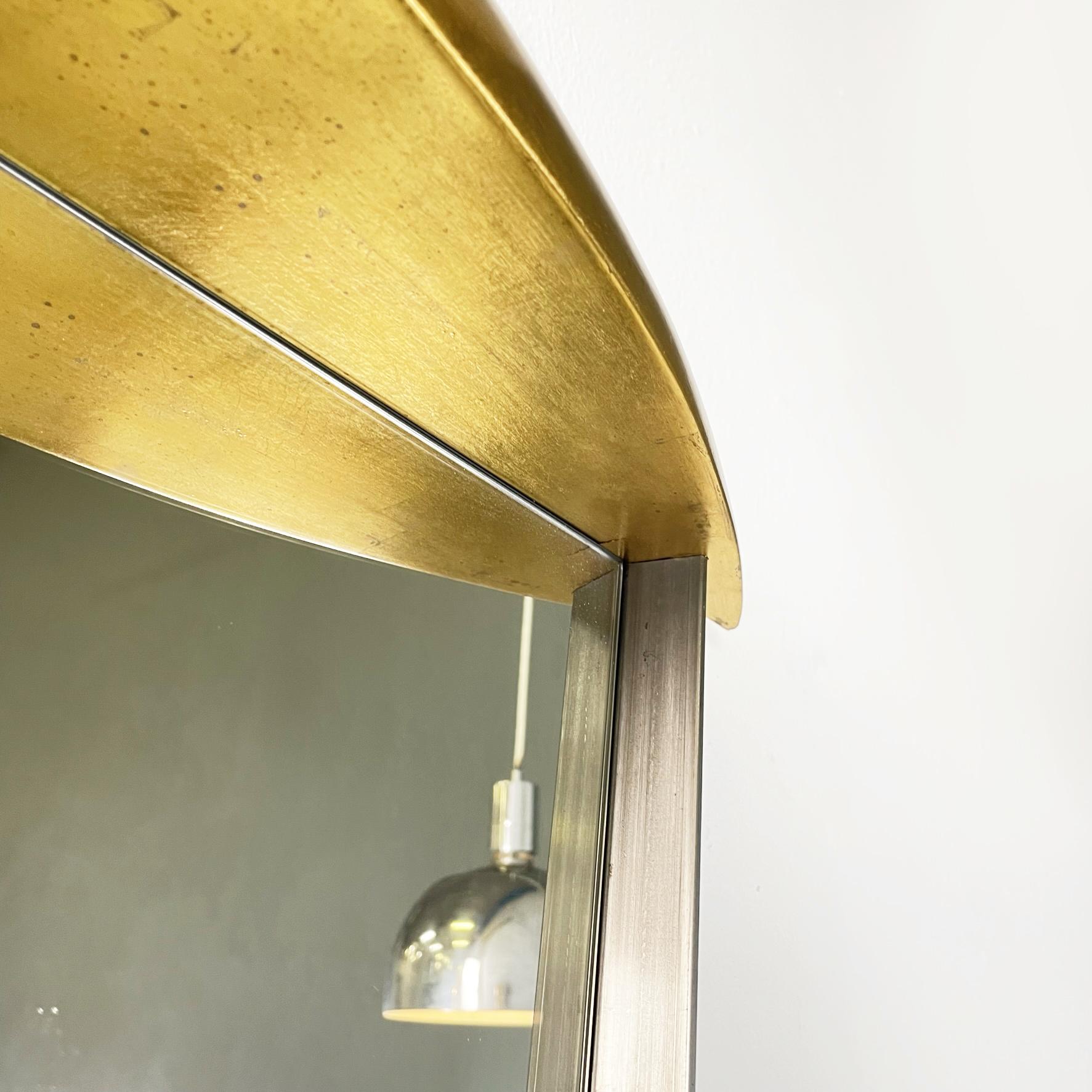 Italian Modern Full-Length Wall Mirror in Gold Wood and Metal, 1980s For Sale 3