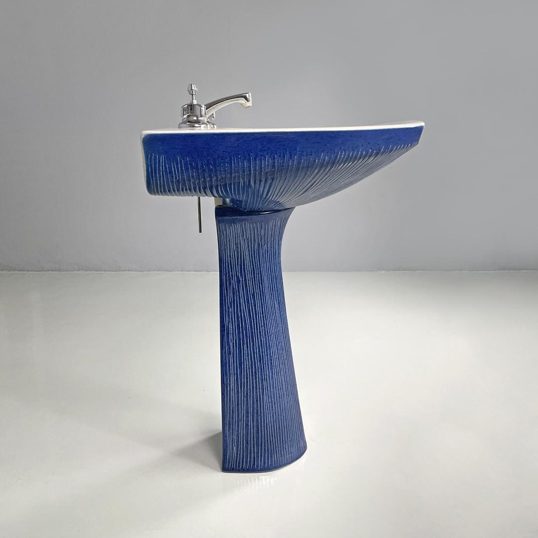 Italienischer moderner blauer Gardena-Keramikgefäß aus Keramik von Antonia Campi Richard Ginori, 1970er Jahre im Zustand „Gut“ im Angebot in MIlano, IT