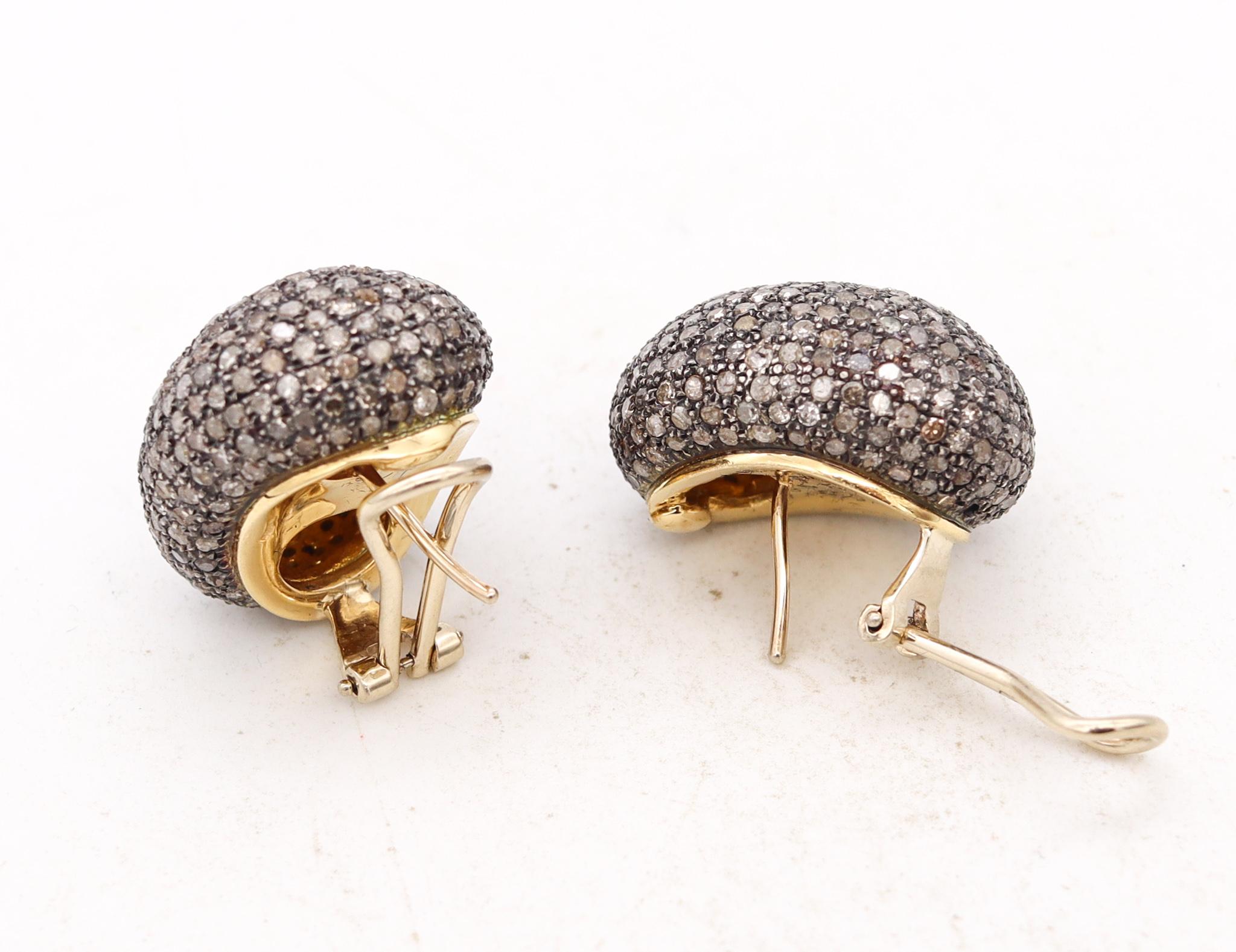 Italian Modern Gems Cluster Earrings 18Kt Yellow Gold 8.85 Cts Fancy Diamonds In Excellent Condition For Sale In Miami, FL