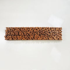 Italian Modern Geometric Decorative Panel in Solid Wood, 1980s