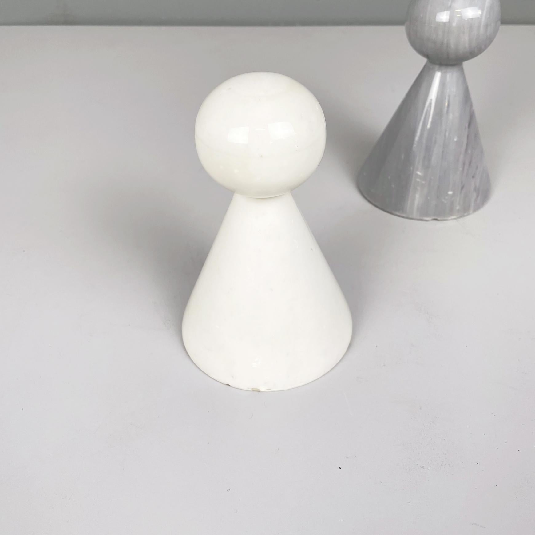 Italian Modern Geometric Sculptures in Gray and White Marble, 1970s In Good Condition In MIlano, IT