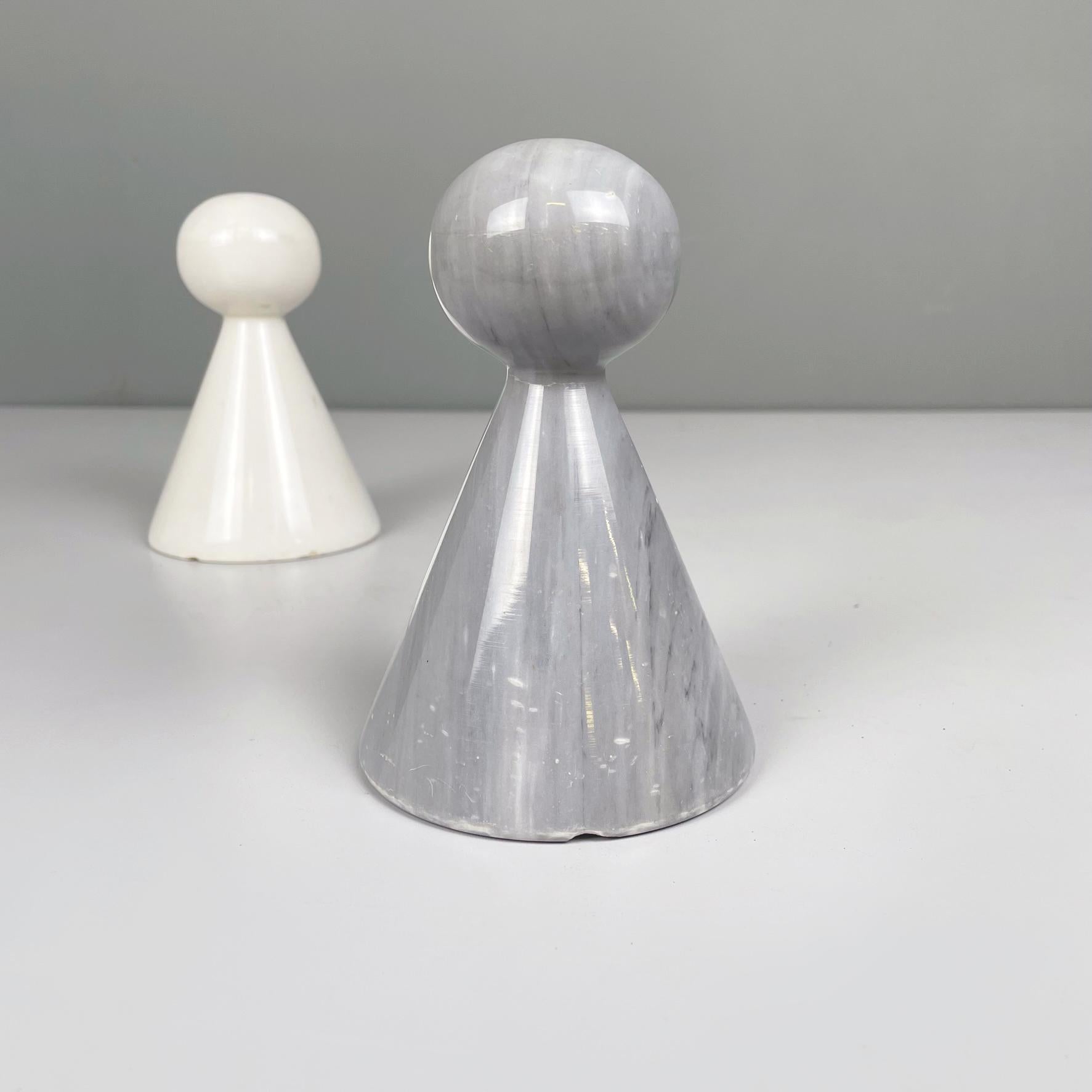 Italian Modern Geometric Sculptures in Gray and White Marble, 1970s 3