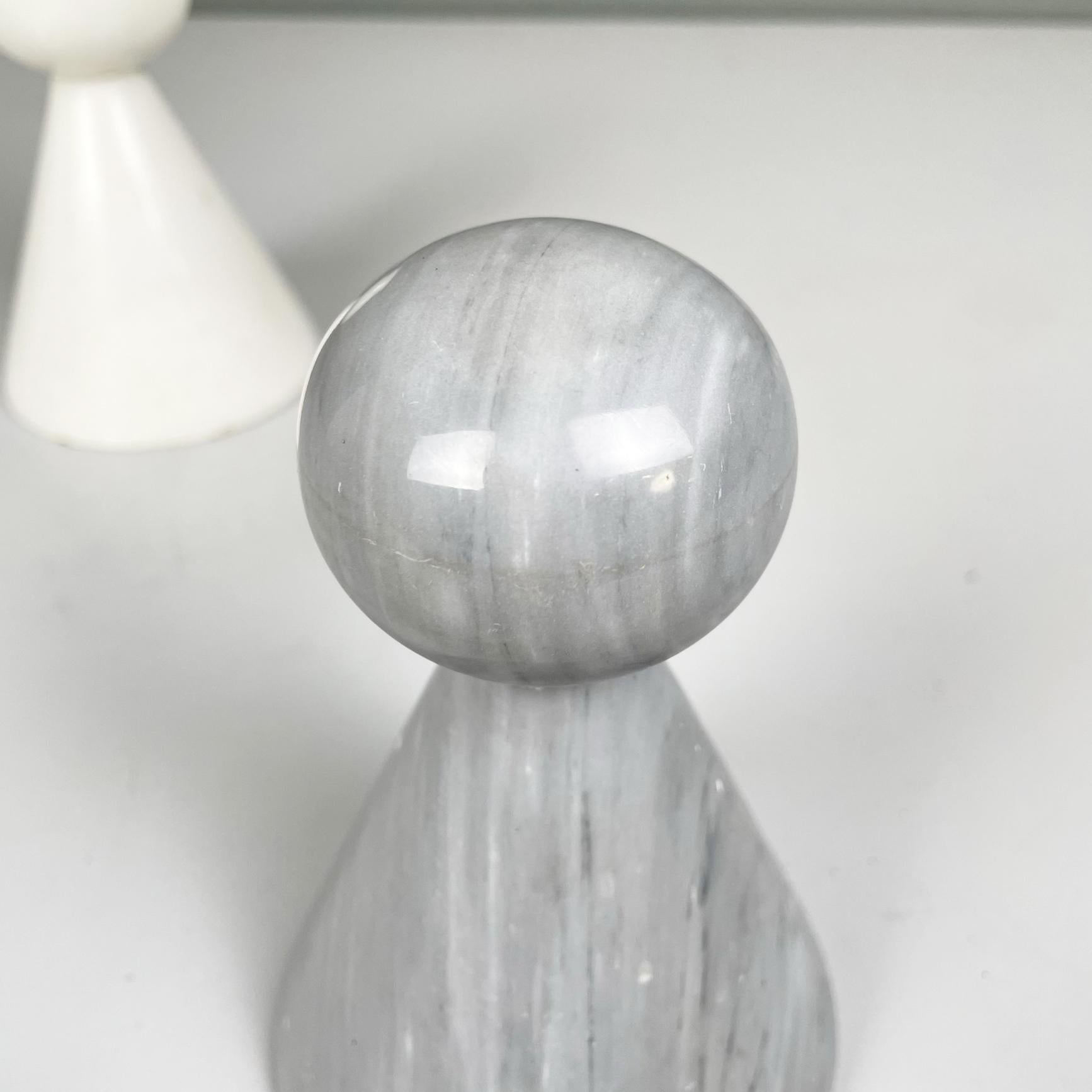 Italian Modern Geometric Sculptures in Gray and White Marble, 1970s 4