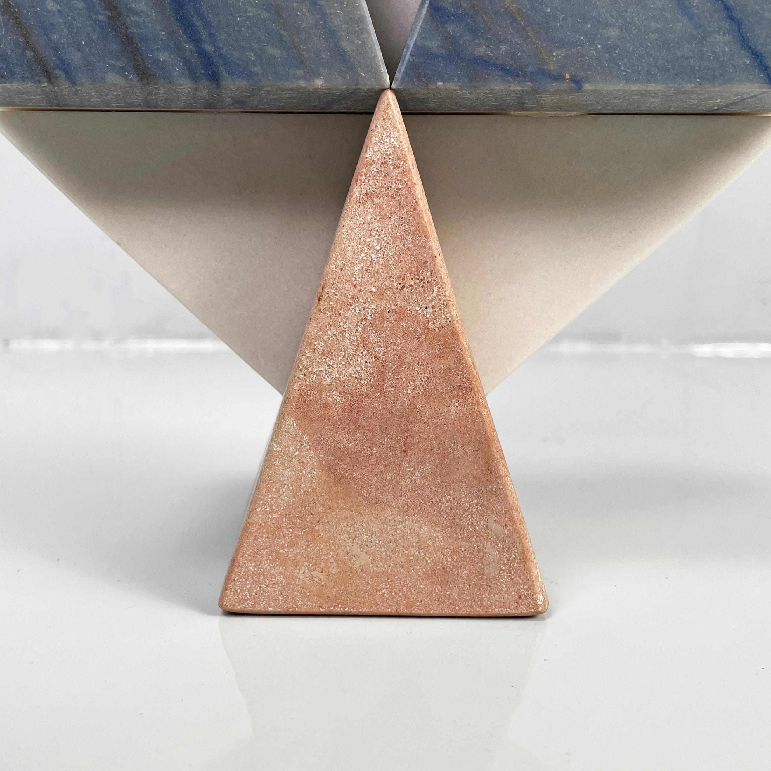 Italian modern geometric sculptures in white, blue and pink marble, 1980s For Sale 9