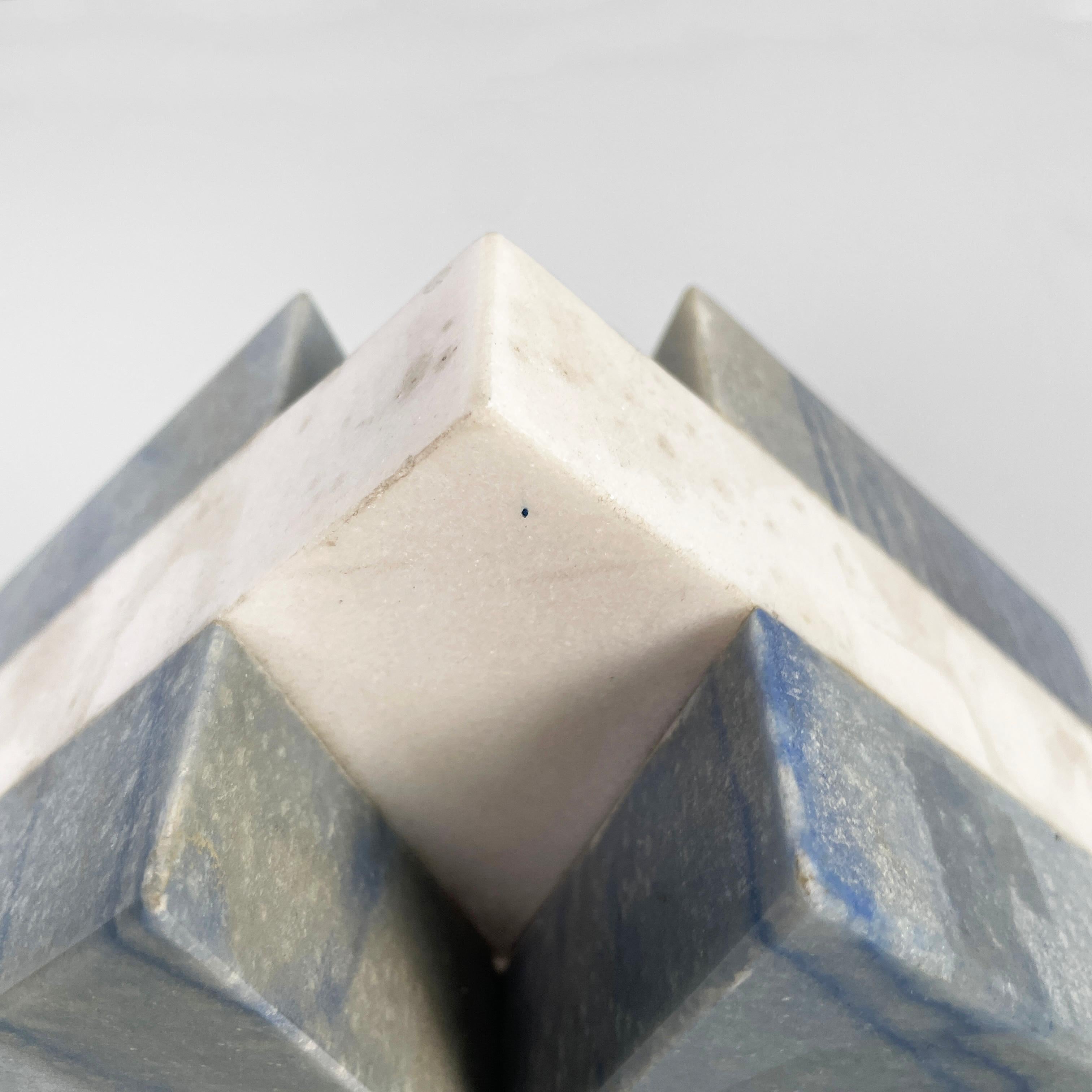 Italian modern geometric sculptures in white, blue and pink marble, 1980s For Sale 1