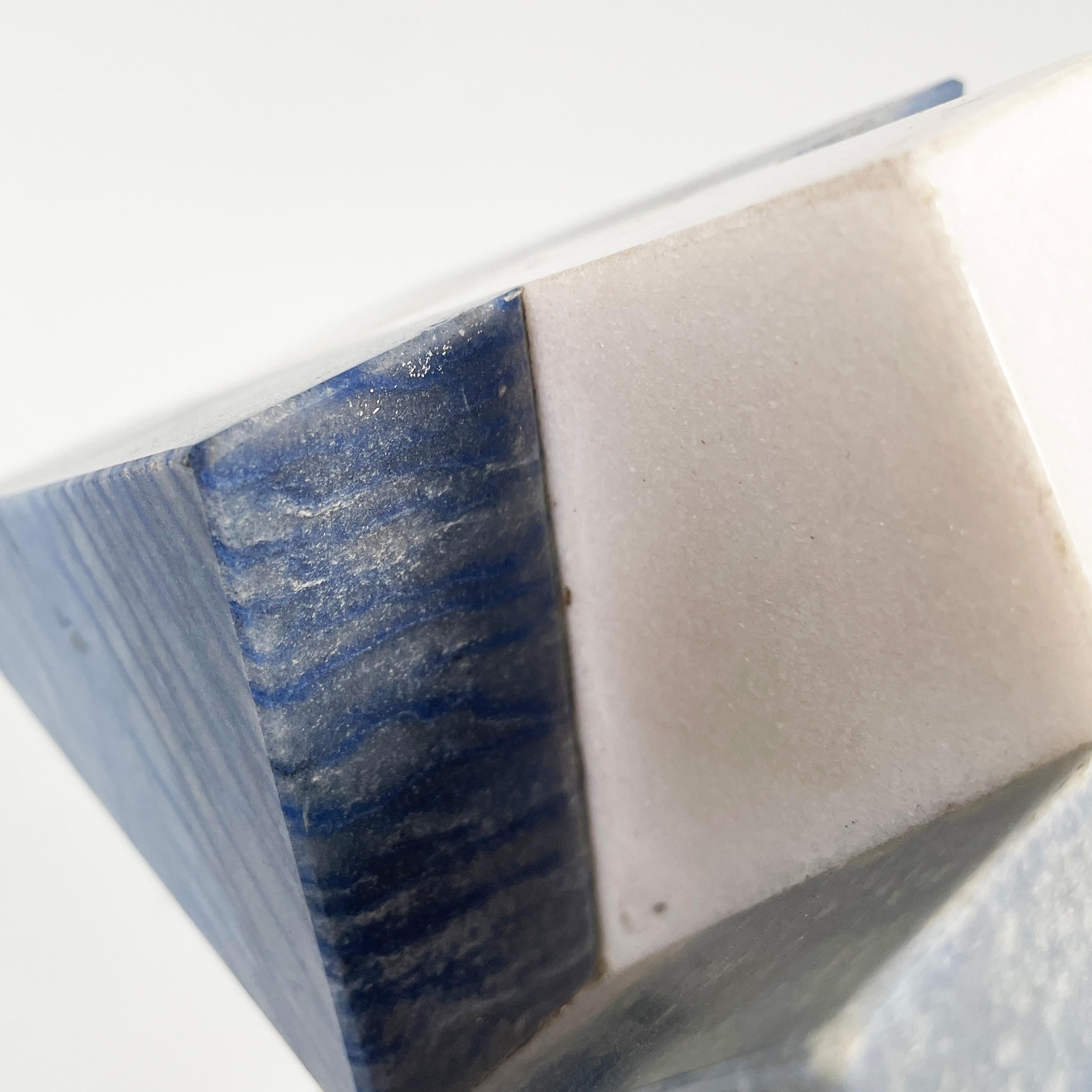 Italian modern geometric sculptures in white, blue and pink marble, 1980s For Sale 2