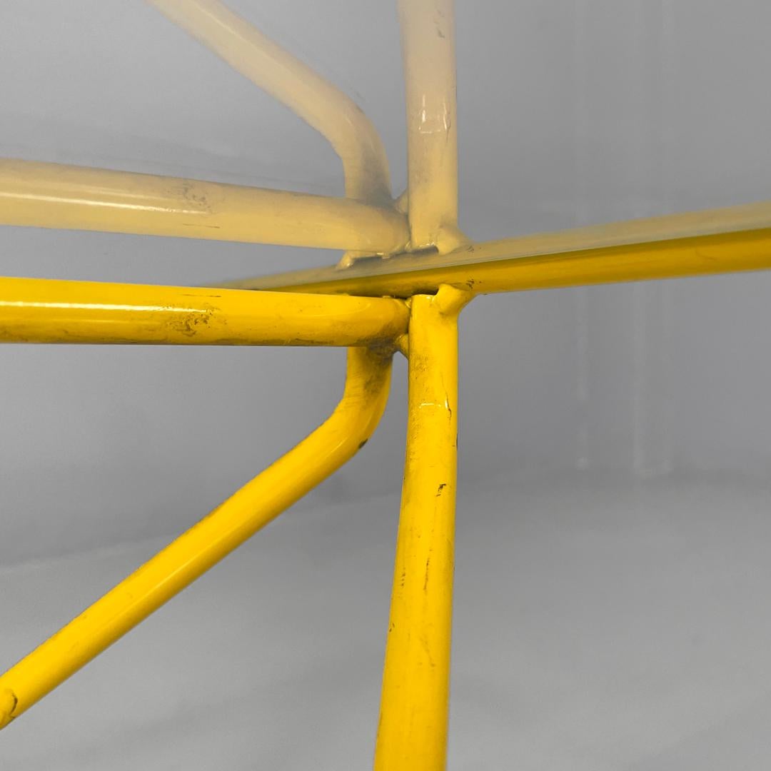 Italian modern geometric yellow painted metal rod coffee table, 1980s 6