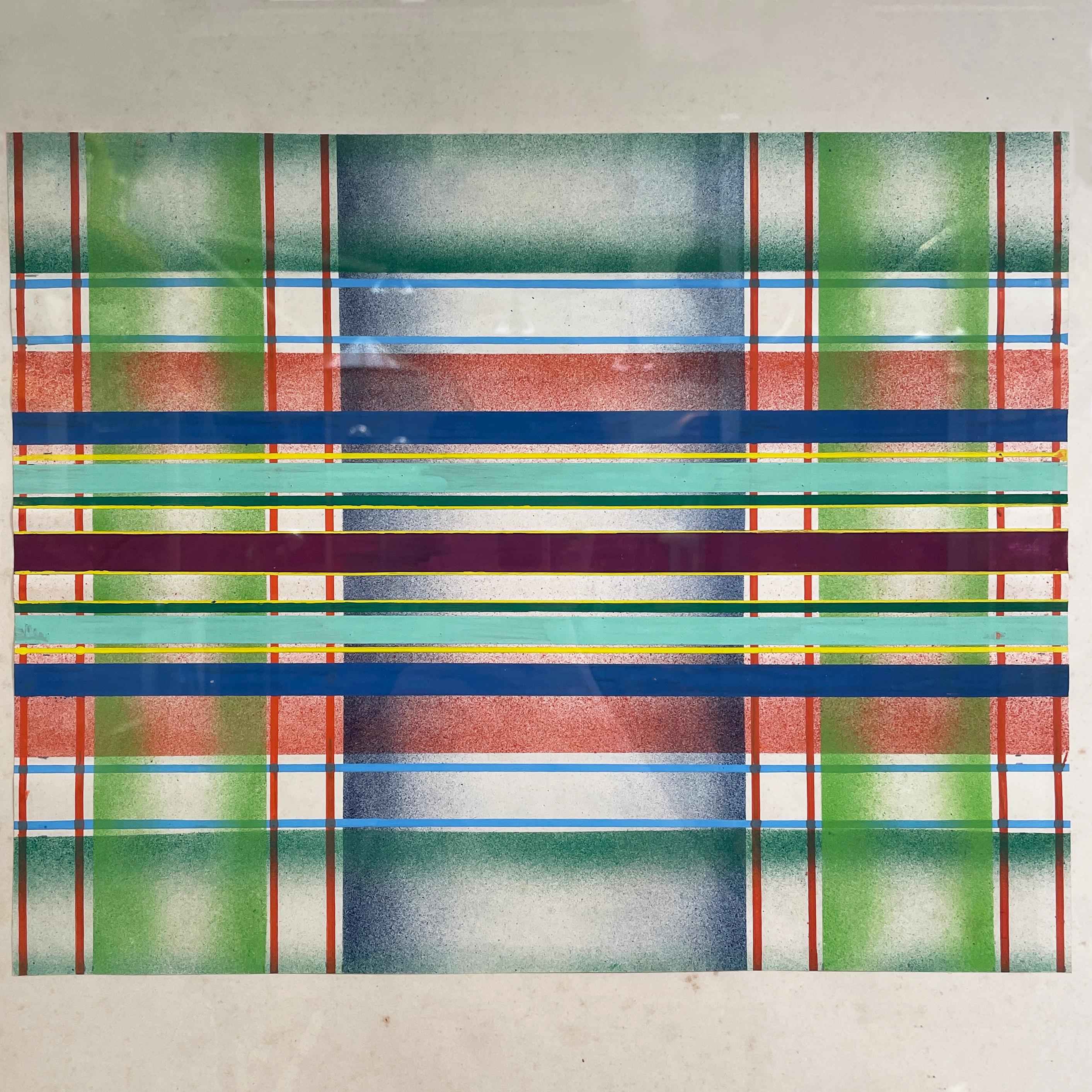 Italiano moderno Pintura geométrica y abstracta sobre papel, años 90 en Bueno estado para la venta en MIlano, IT