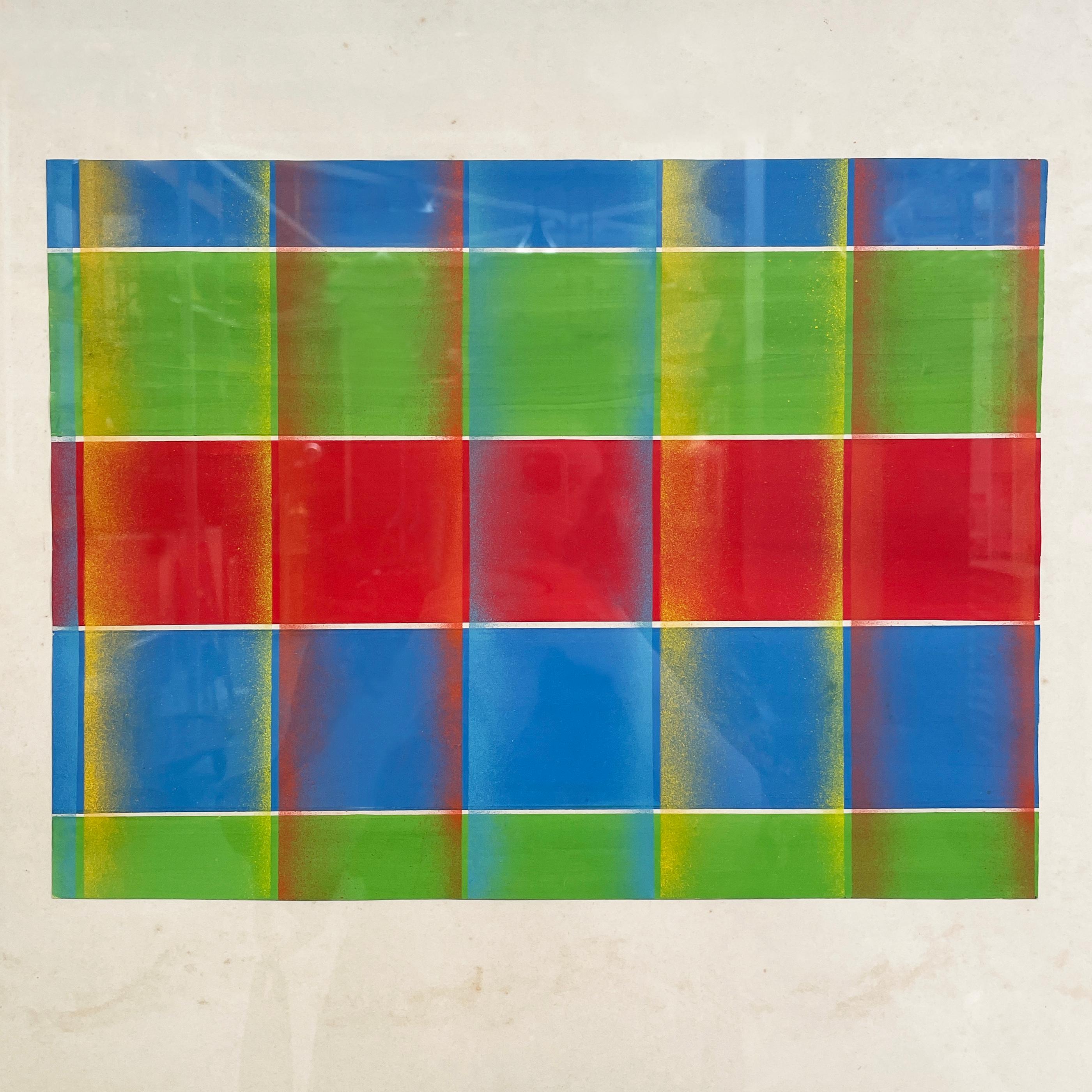 Italienisches modernes geometrisches und abstraktes Gemälde auf Papier, modern, 1990er Jahre im Zustand „Gut“ im Angebot in MIlano, IT