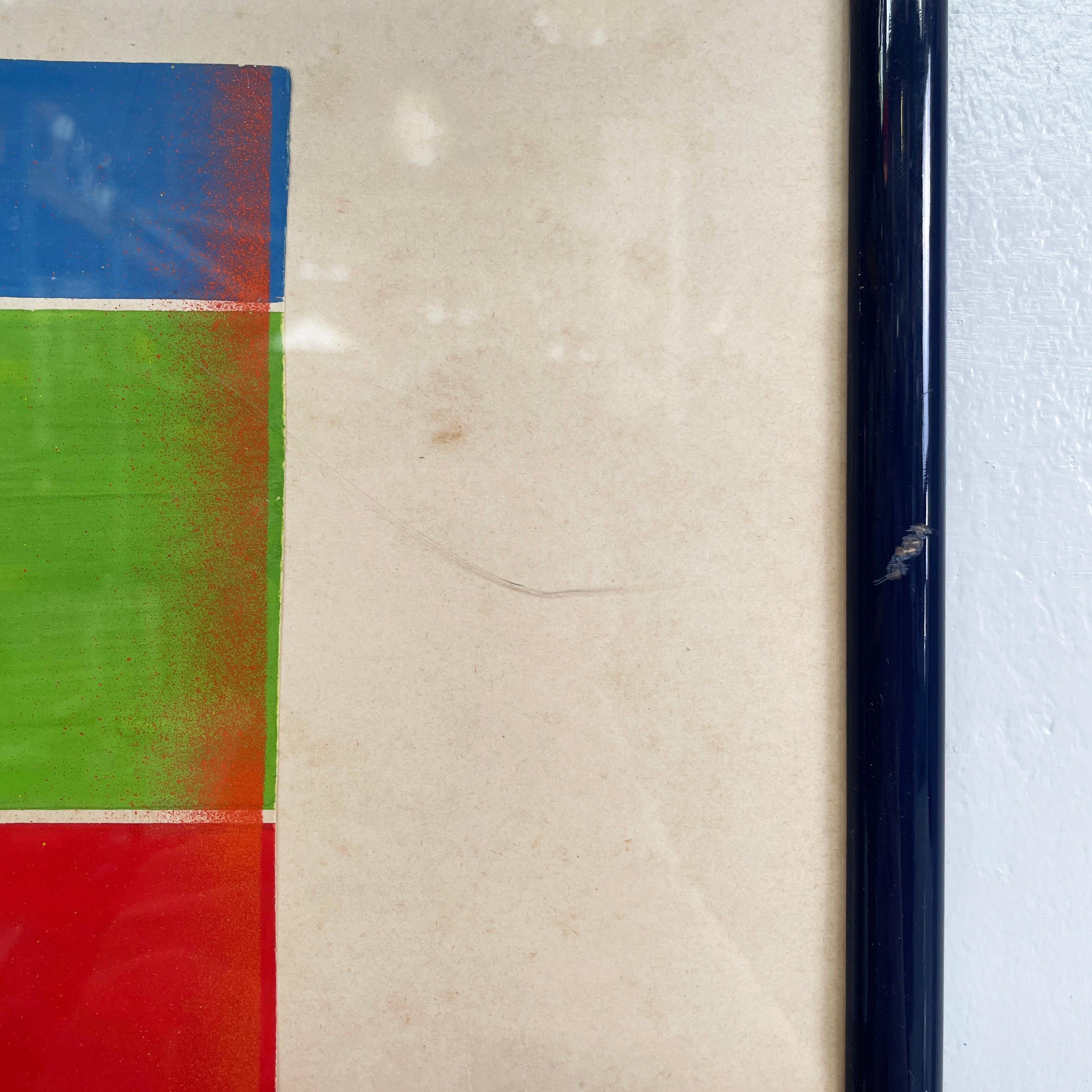 Italienisches modernes geometrisches und abstraktes Gemälde auf Papier, modern, 1990er Jahre (Holz) im Angebot