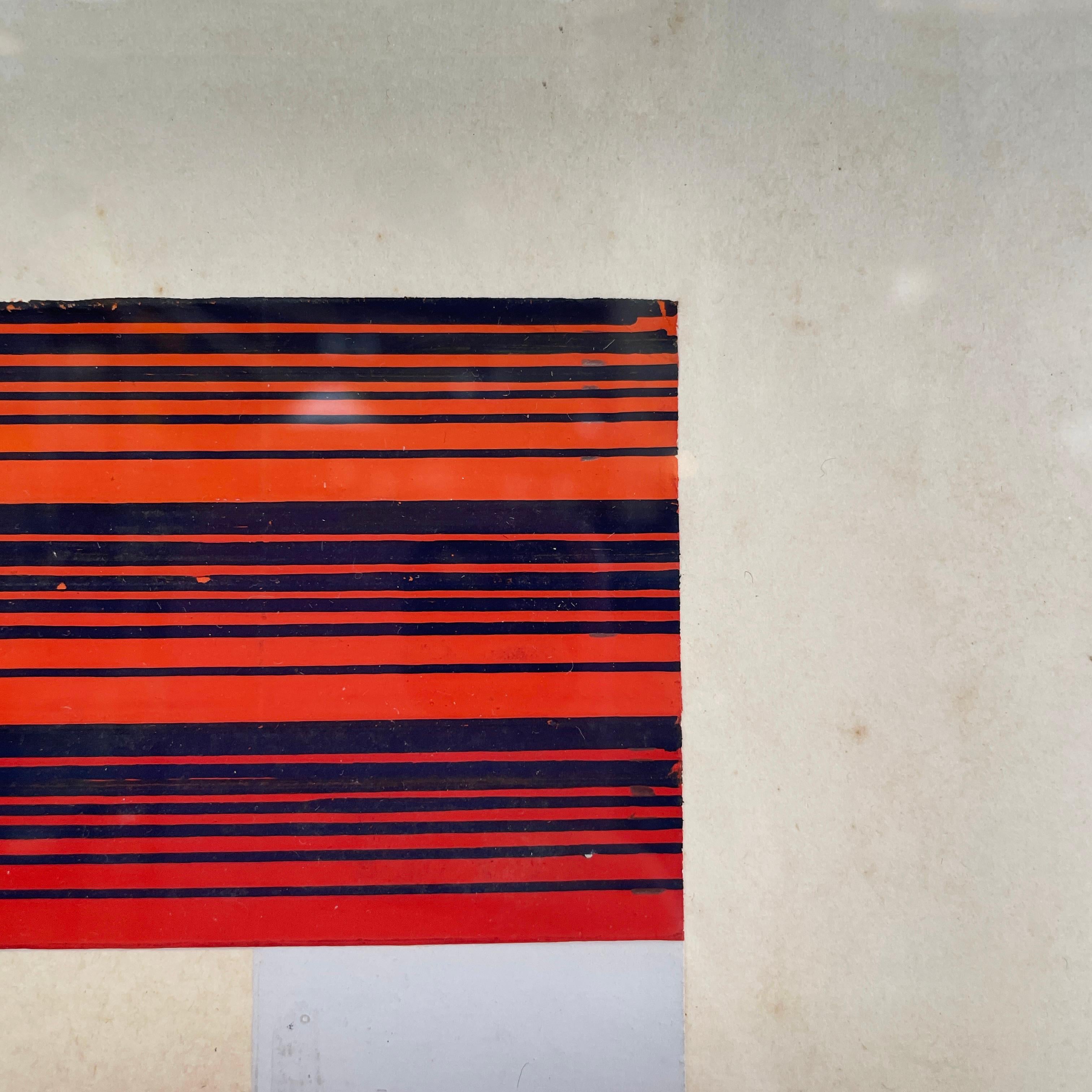 Peinture sur papier moderne italienne géométrique et abstraite, années 1990 en vente 2