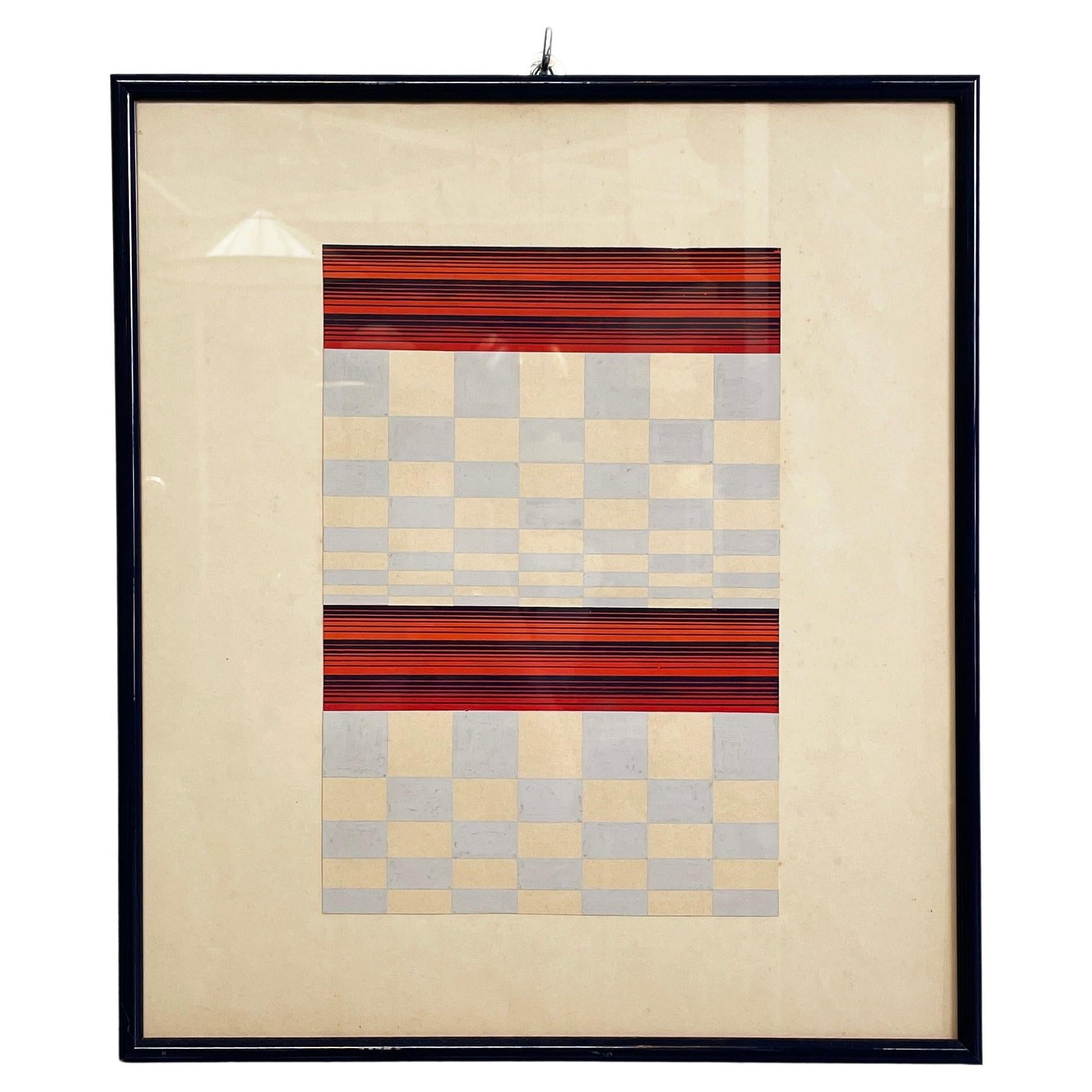 Italian modern Geometrical and abstract painting on paper, 1990s