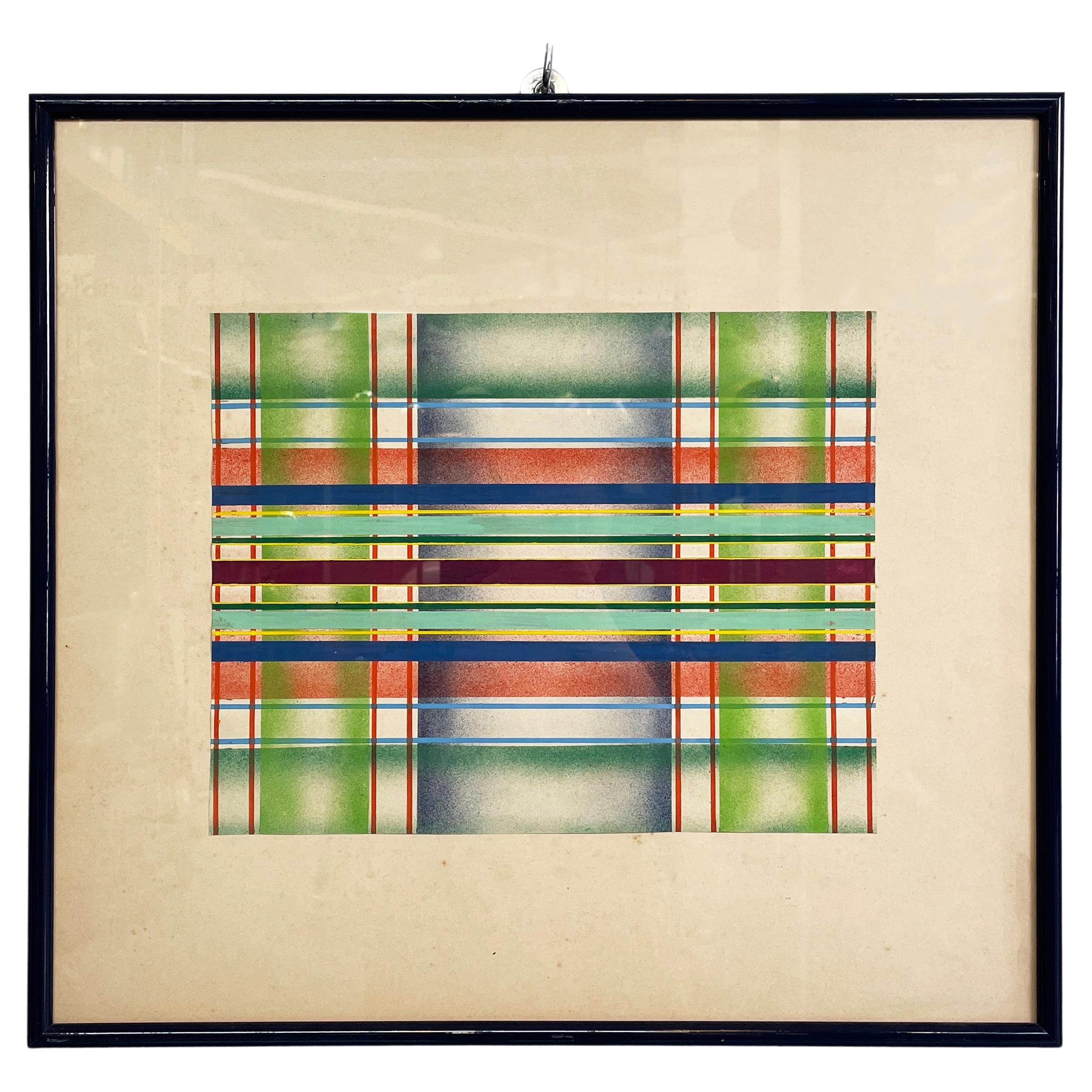 Italian modern Geometrical and abstract painting on paper, 1990s