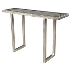 Vintage Italian modern geometrical rectangular Console in metal and glass, 1970s