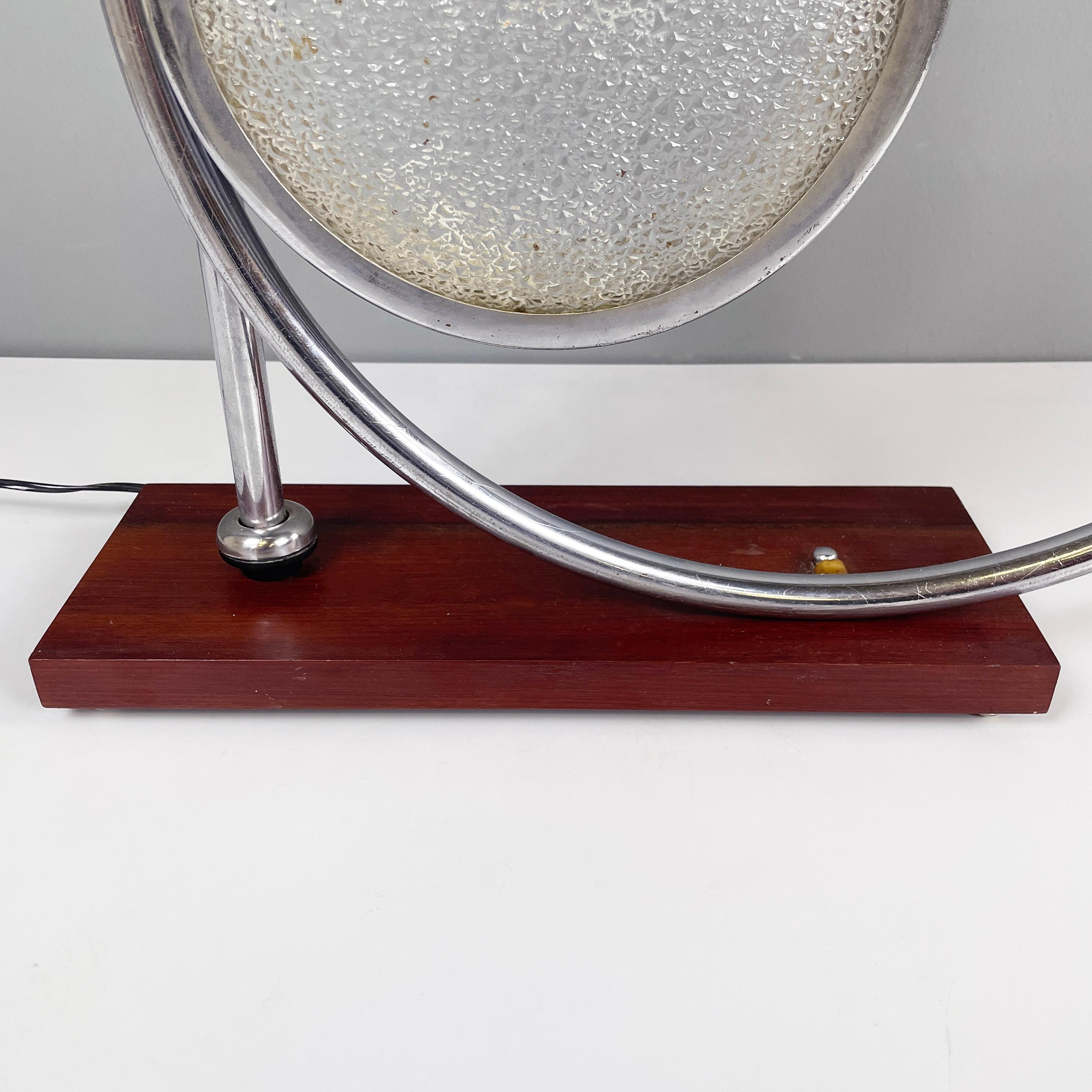 Italienische moderne Geometrische Tischlampe aus Glas, Metall und Holz, 1980er Jahre im Angebot 10
