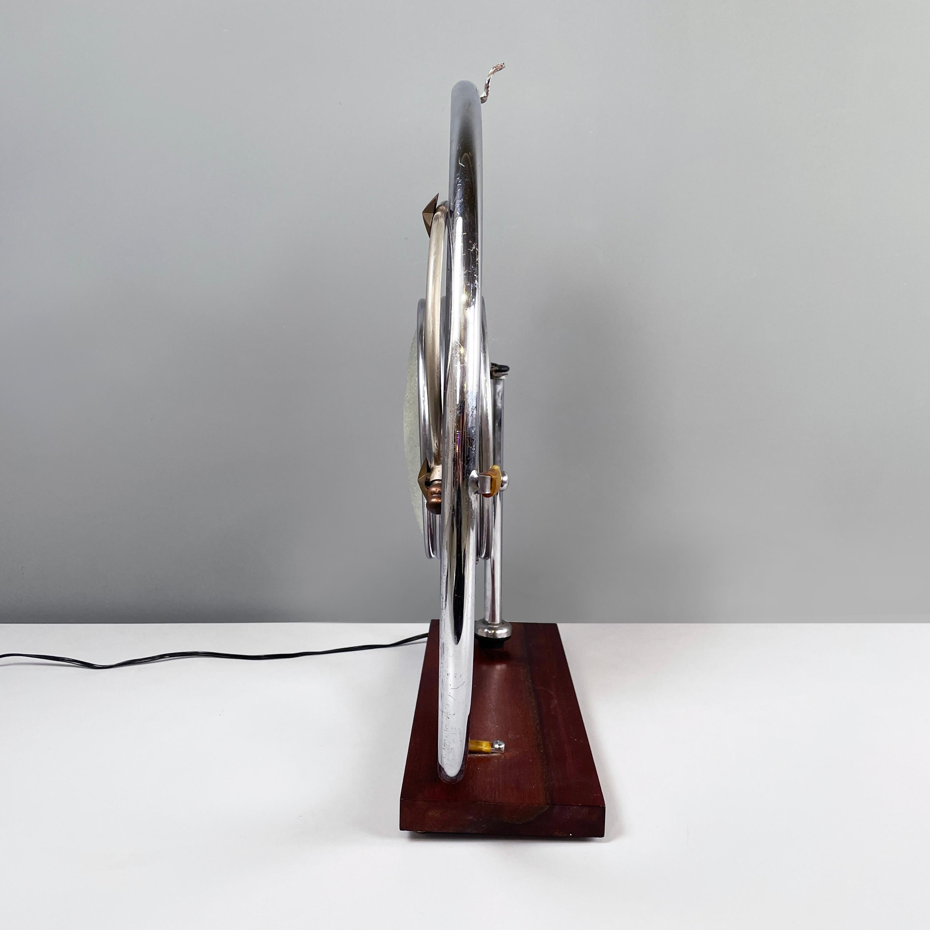 Late 20th Century Italian modern Geometrical table lamp with crafted glass, metal and wood, 1980s For Sale