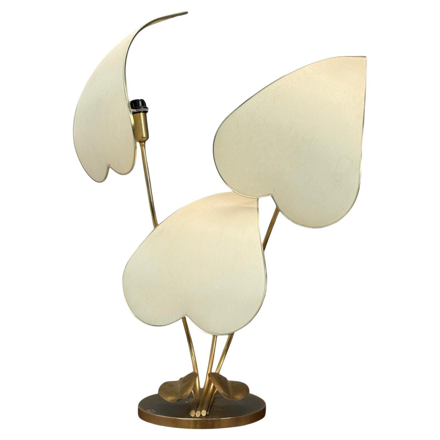 Lampe de table moderne italienne, fer doré, tissu, Italie, années 1970 en vente