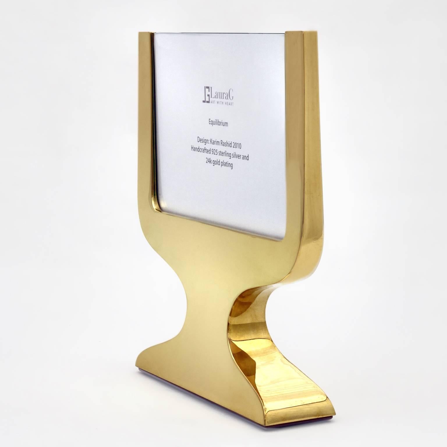 Gold Plate Italian Photo Frame in Silver Handmade, Equilibrium Gold