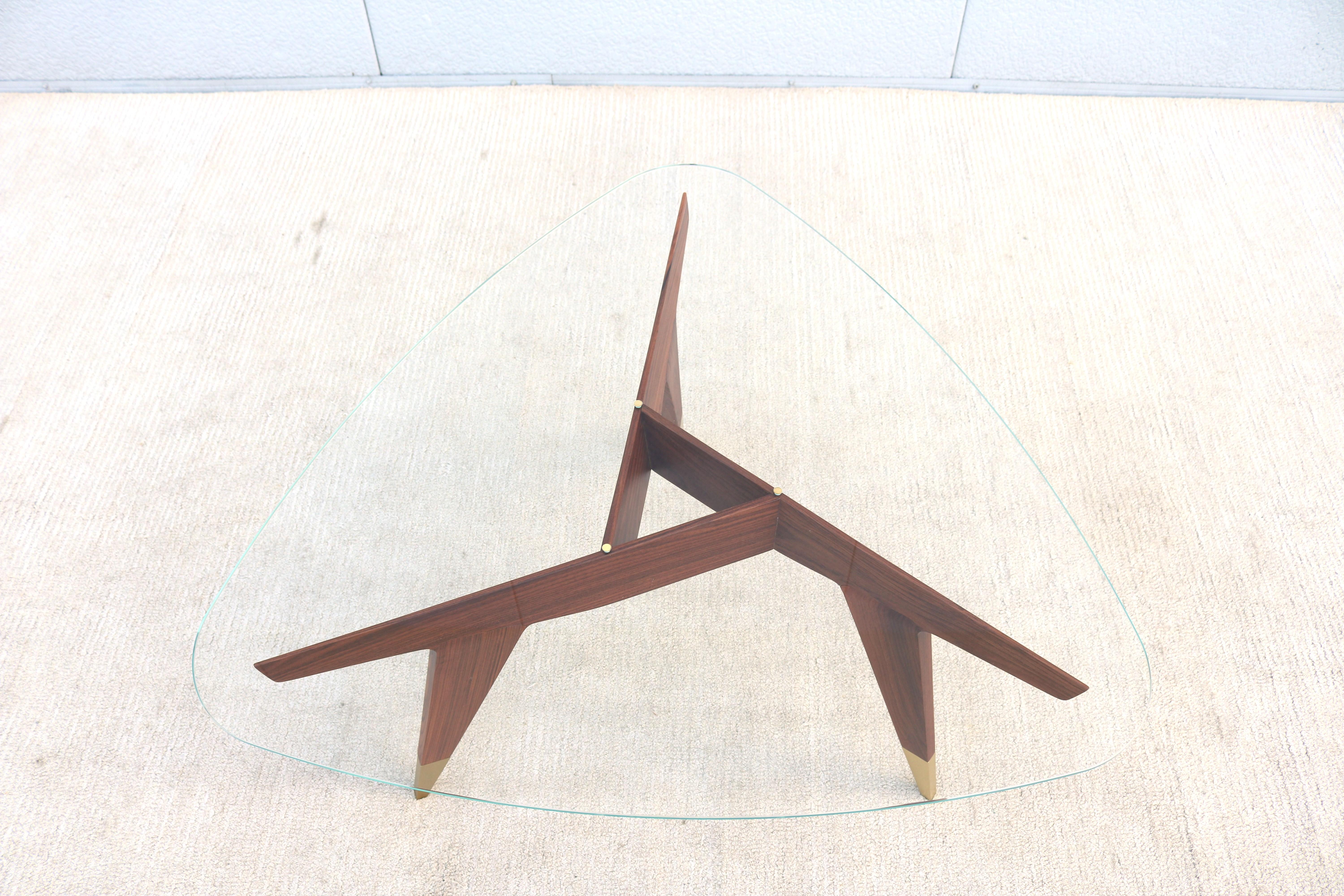 Brass Italian Modern Gio Ponti for Molteni&C D.552.2 Coffee Table in Rosewood & Glass