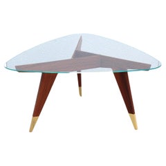 Table basse moderne italienne Gio Ponti pour Molteni&C D.552.2 en bois de rose et verre