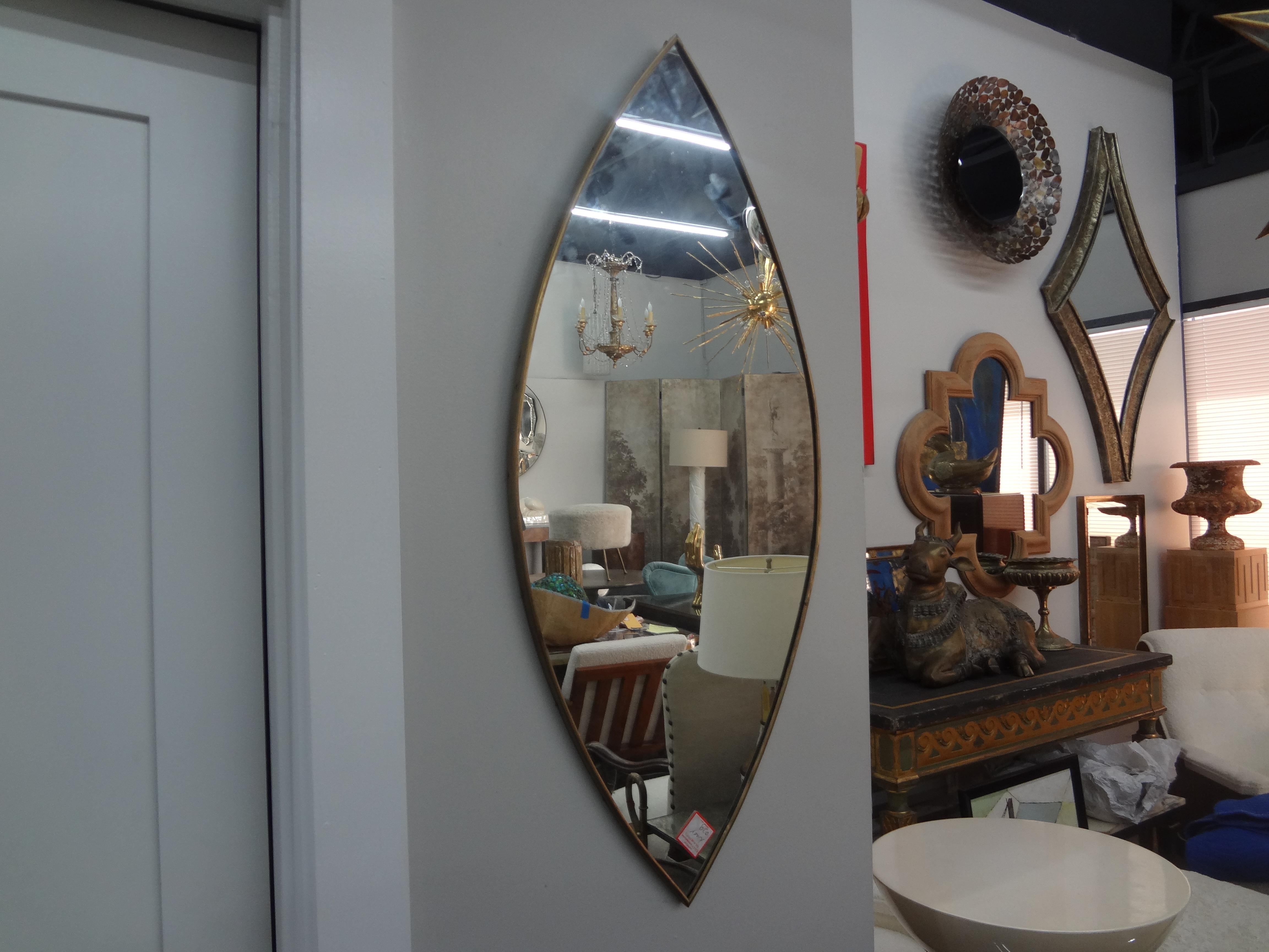 Mid-Century Modern Italian Modern Gio Ponti Inspired Brass Mirror For Sale