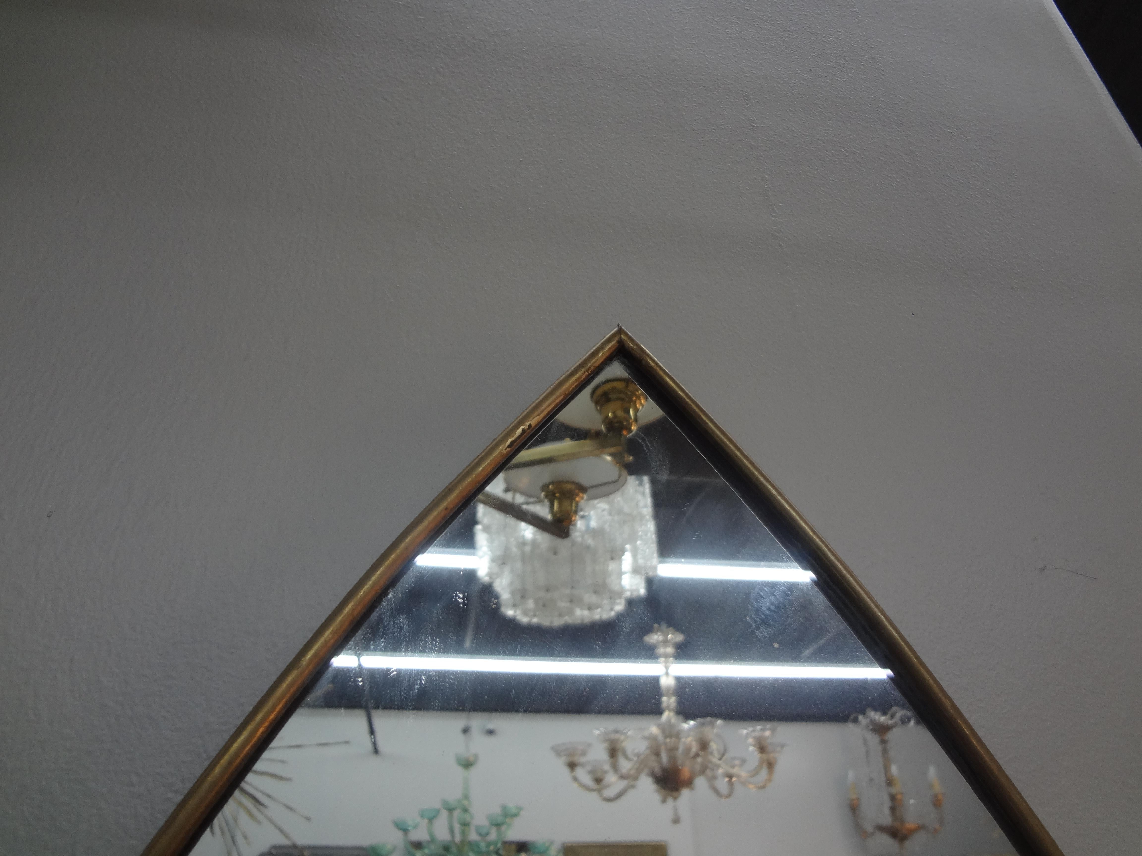 Italian Modern Gio Ponti Inspired Brass Mirror In Good Condition For Sale In Houston, TX