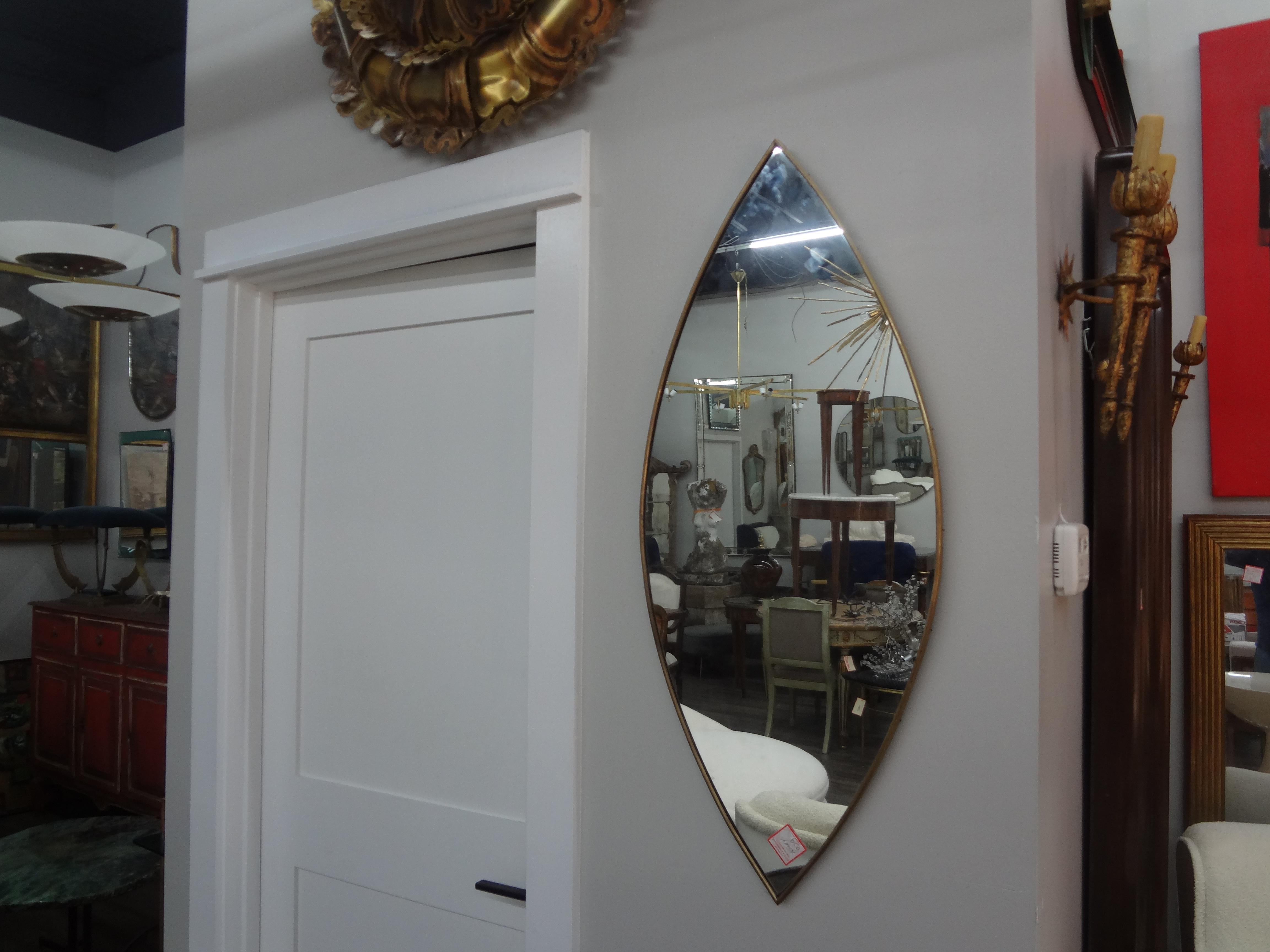 Italian Modern Gio Ponti Inspired Brass Mirror For Sale 1