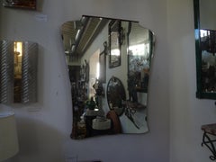 Italian Modern Gio Ponti Inspired Walnut Mirror with Bronze Mounts