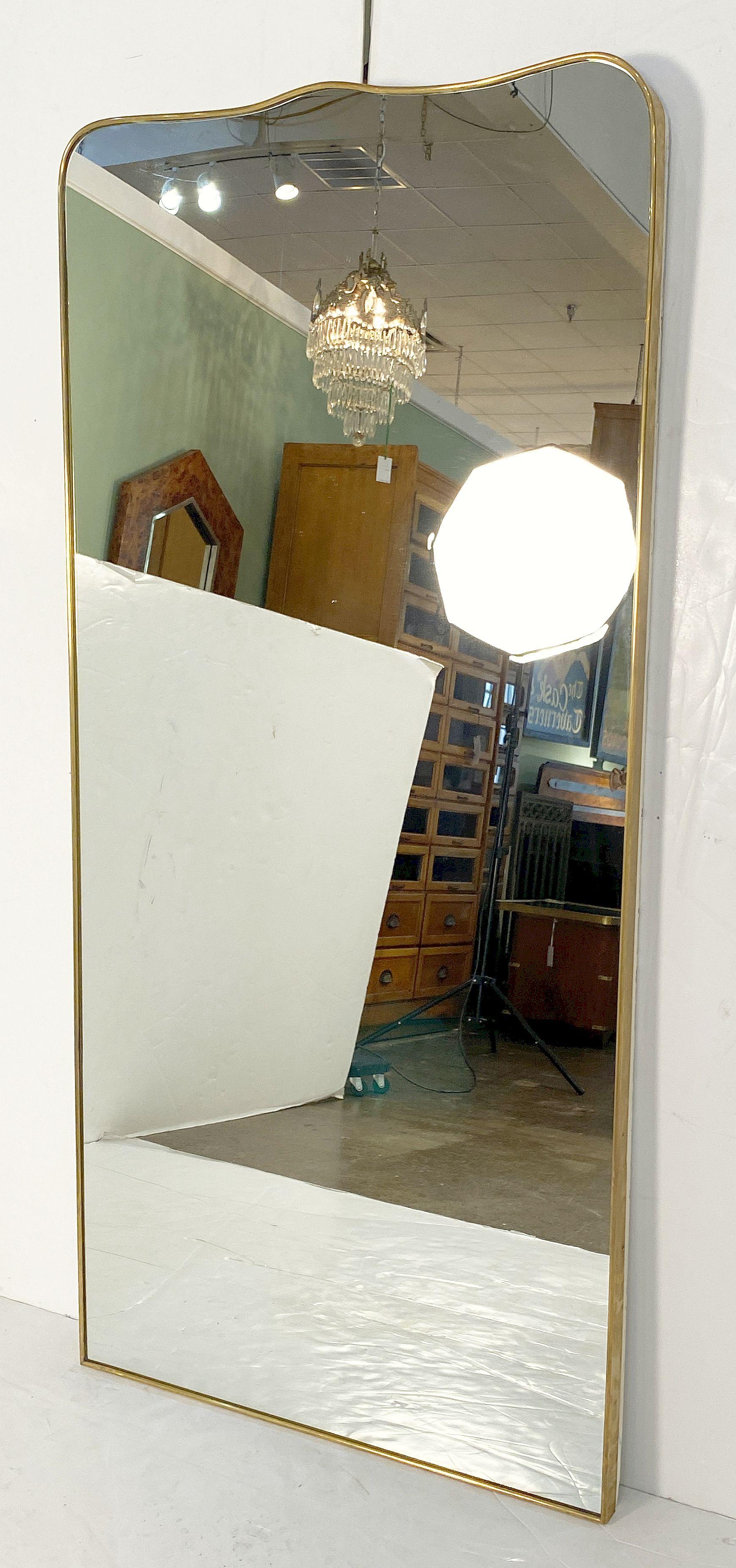 Gilt Italian Modern Gio Ponti Style Dressing Mirror in Brass Frame (H 62 1/2 x W 30) For Sale