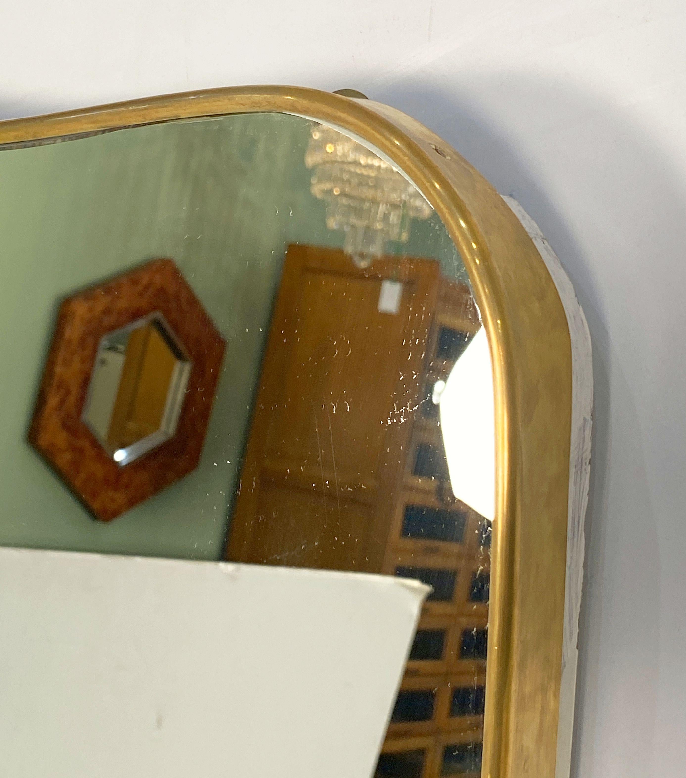 20th Century Italian Modern Gio Ponti Style Dressing Mirror in Brass Frame (H 62 1/2 x W 30) For Sale