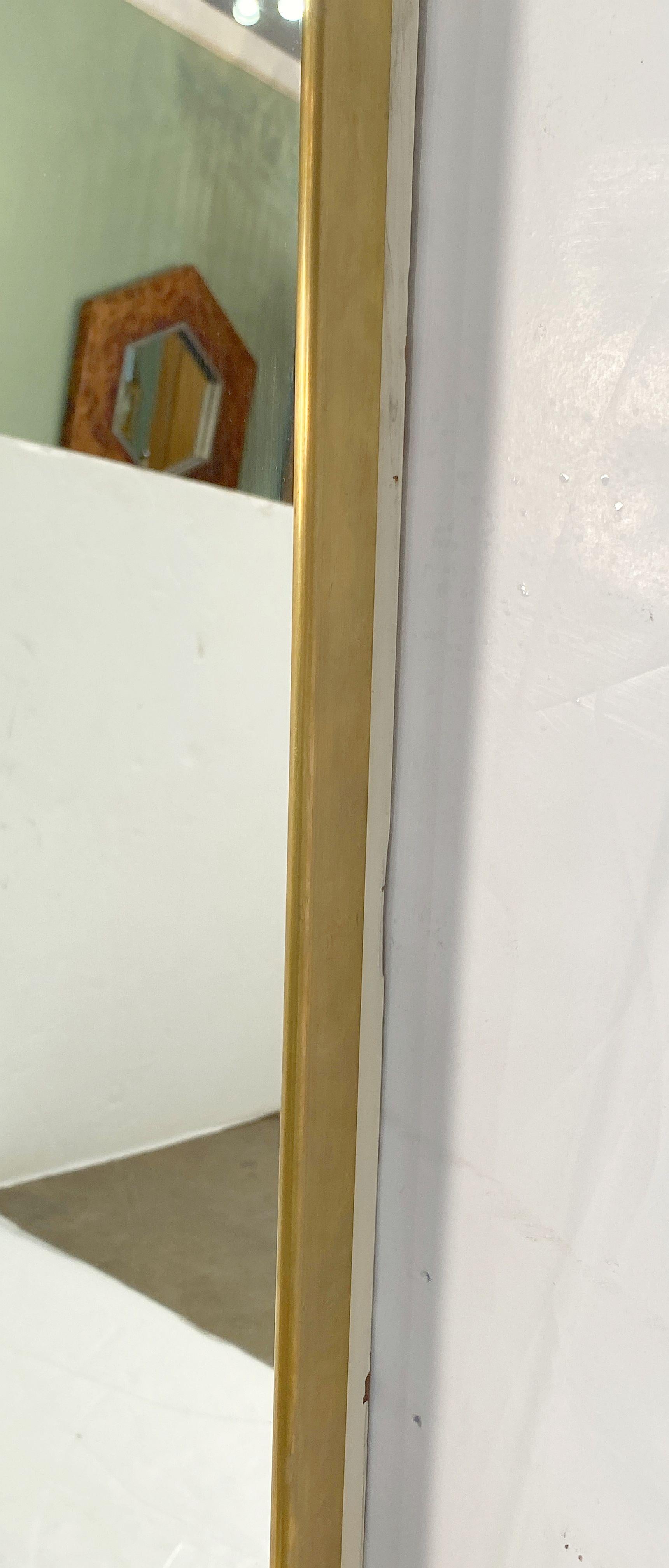 Italian Modern Gio Ponti Style Dressing Mirror in Brass Frame (H 62 1/2 x W 30) For Sale 1