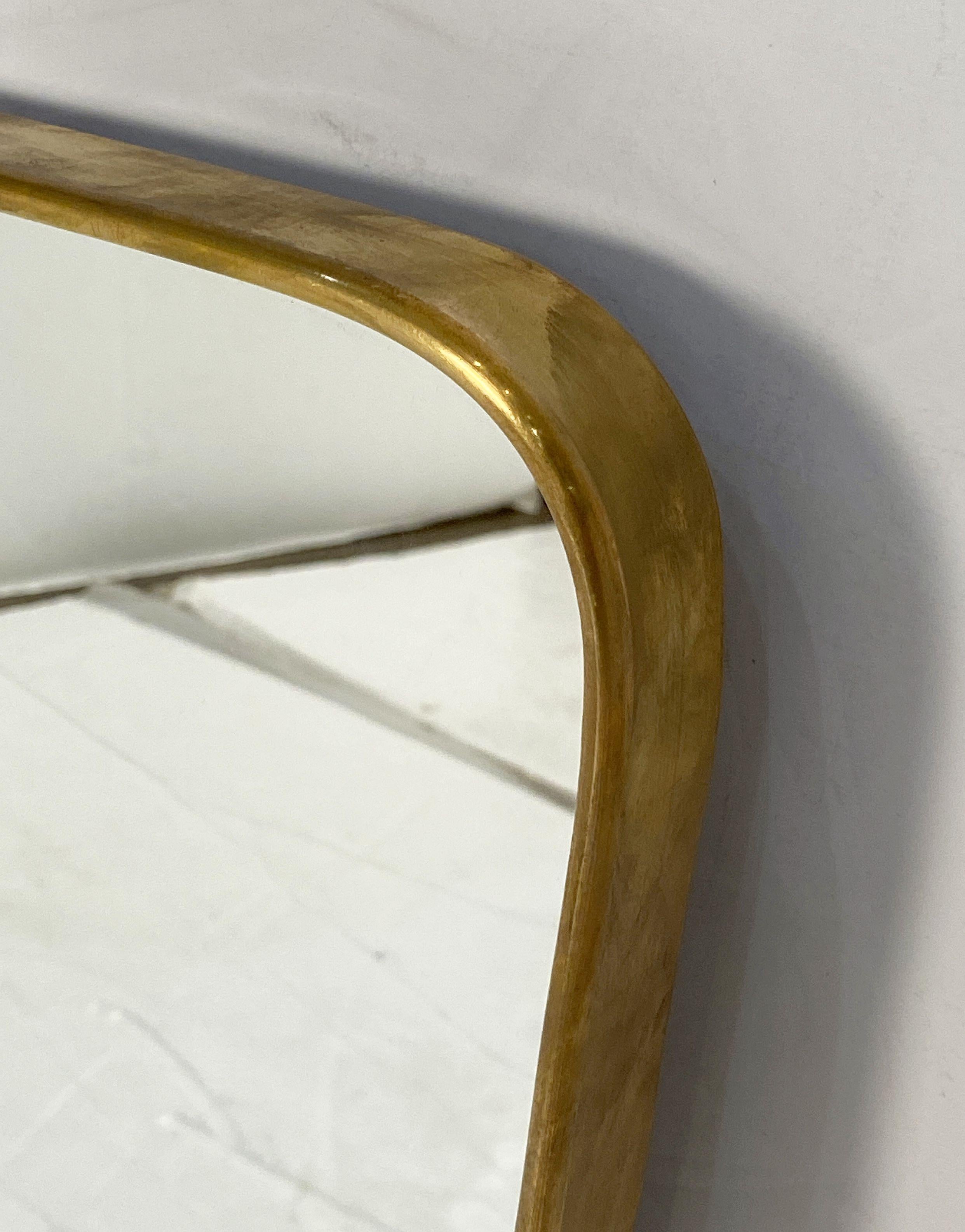 Italian Modern Gio Ponti Style Wall Mirror in Brass Frame (H 27 1/4 x W 19 3/4) For Sale 2