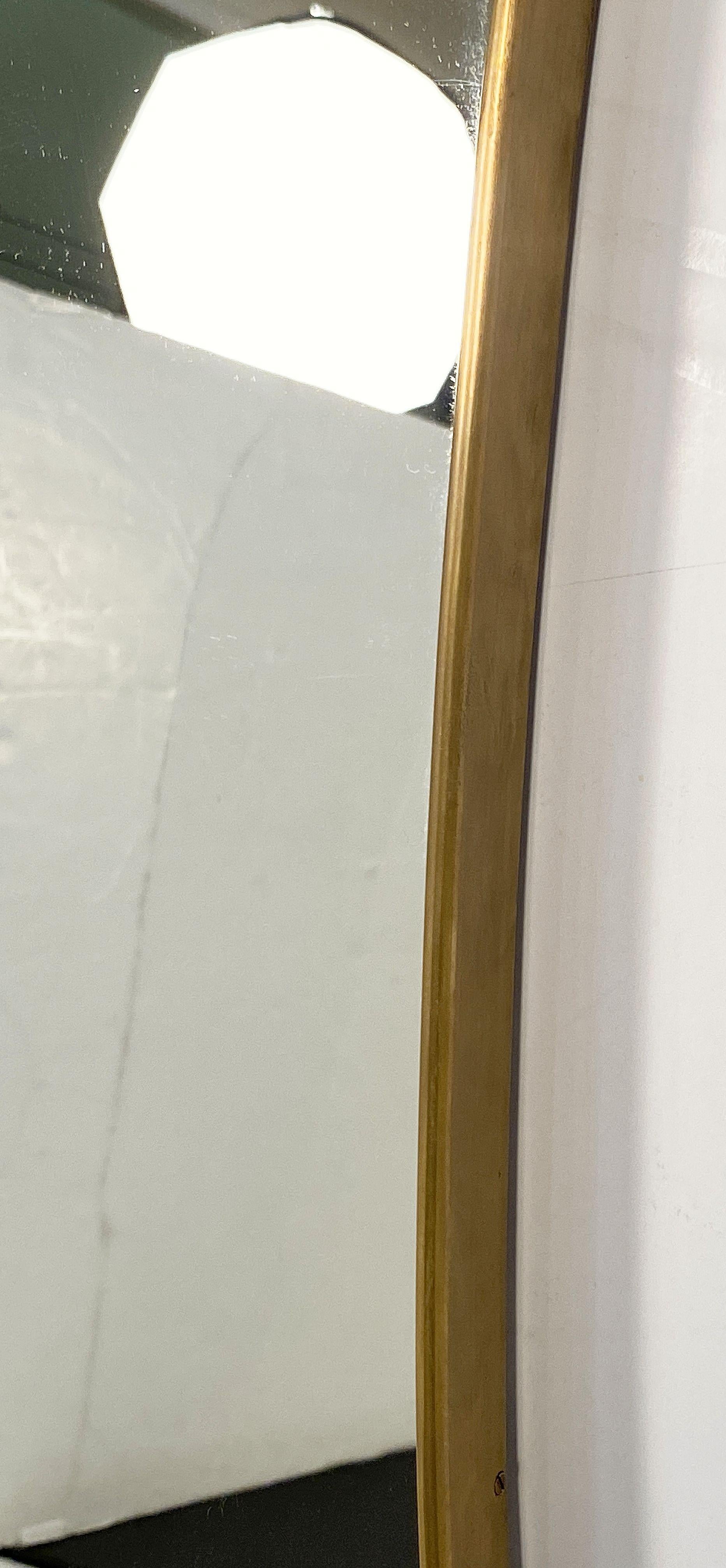 Italian Modern Gio Ponti Style Wall Mirror in Brass Frame (H 48 x W 25) For Sale 1