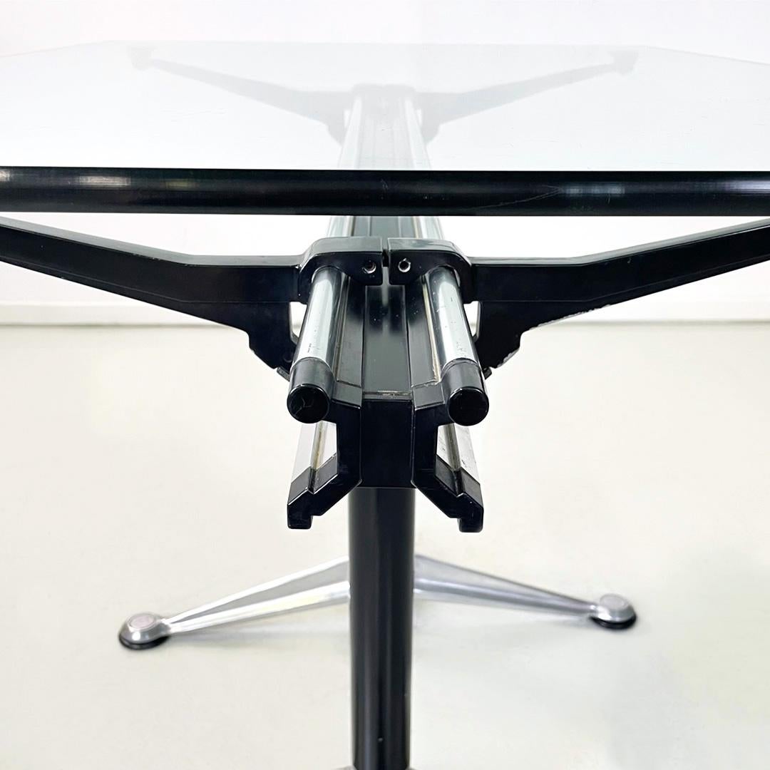 Late 20th Century Italian Modern Glass Aluminum Dining Table by Bruce Burdick for Tecno, 1980s For Sale