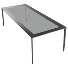 Italian Modern Glass and Aluminium Rectangular Table