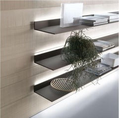 Italian Modern Glass and Aluminum Wall Mounted Shelf