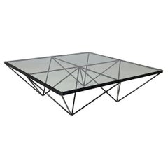 Italian modern Glass and black metal Coffee table Alanda by Piva for B&B, 1980s