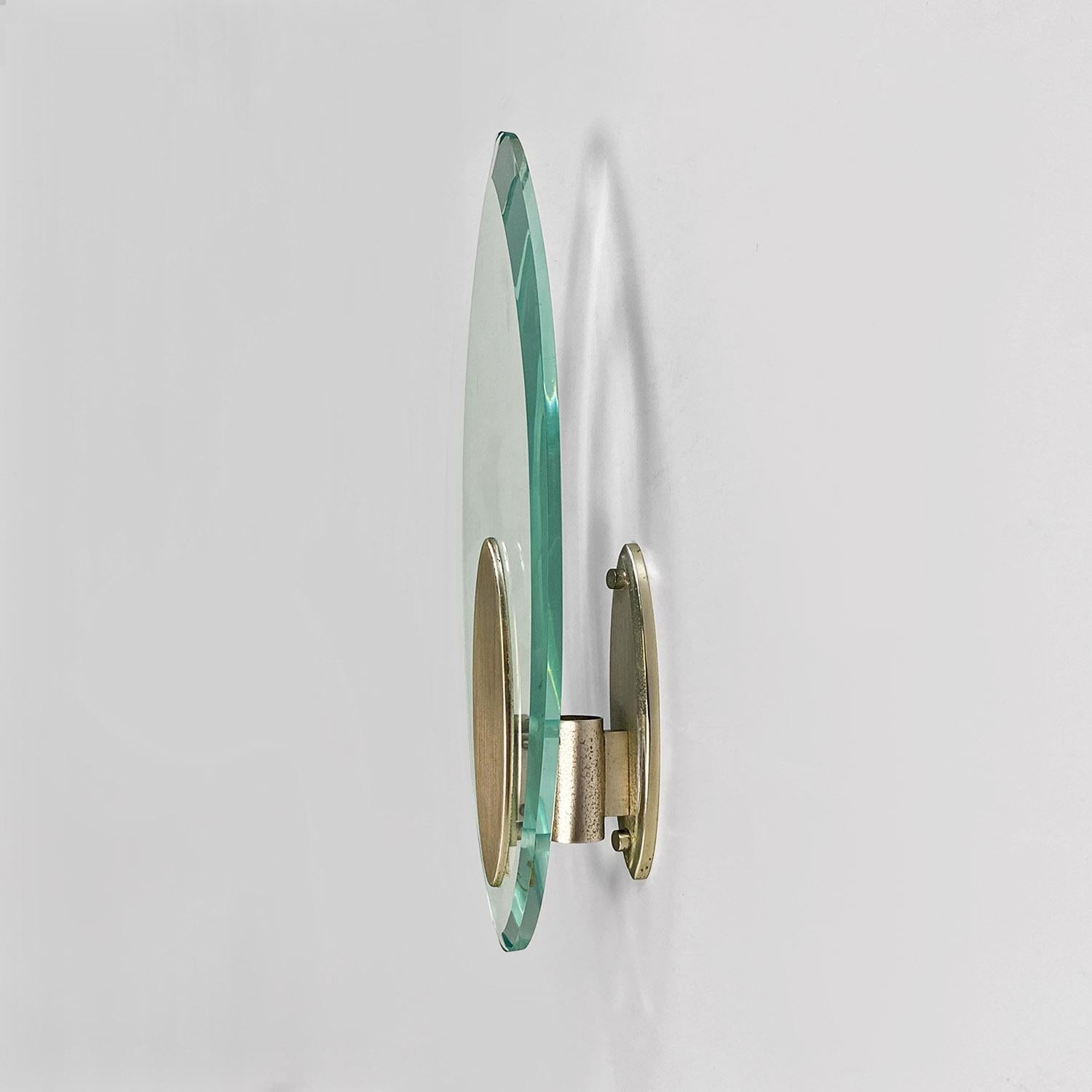 Italian modern glass and brushed steel sconces or wall lamps by Lumi Milano 1970 In condizioni buone in vendita a MIlano, IT