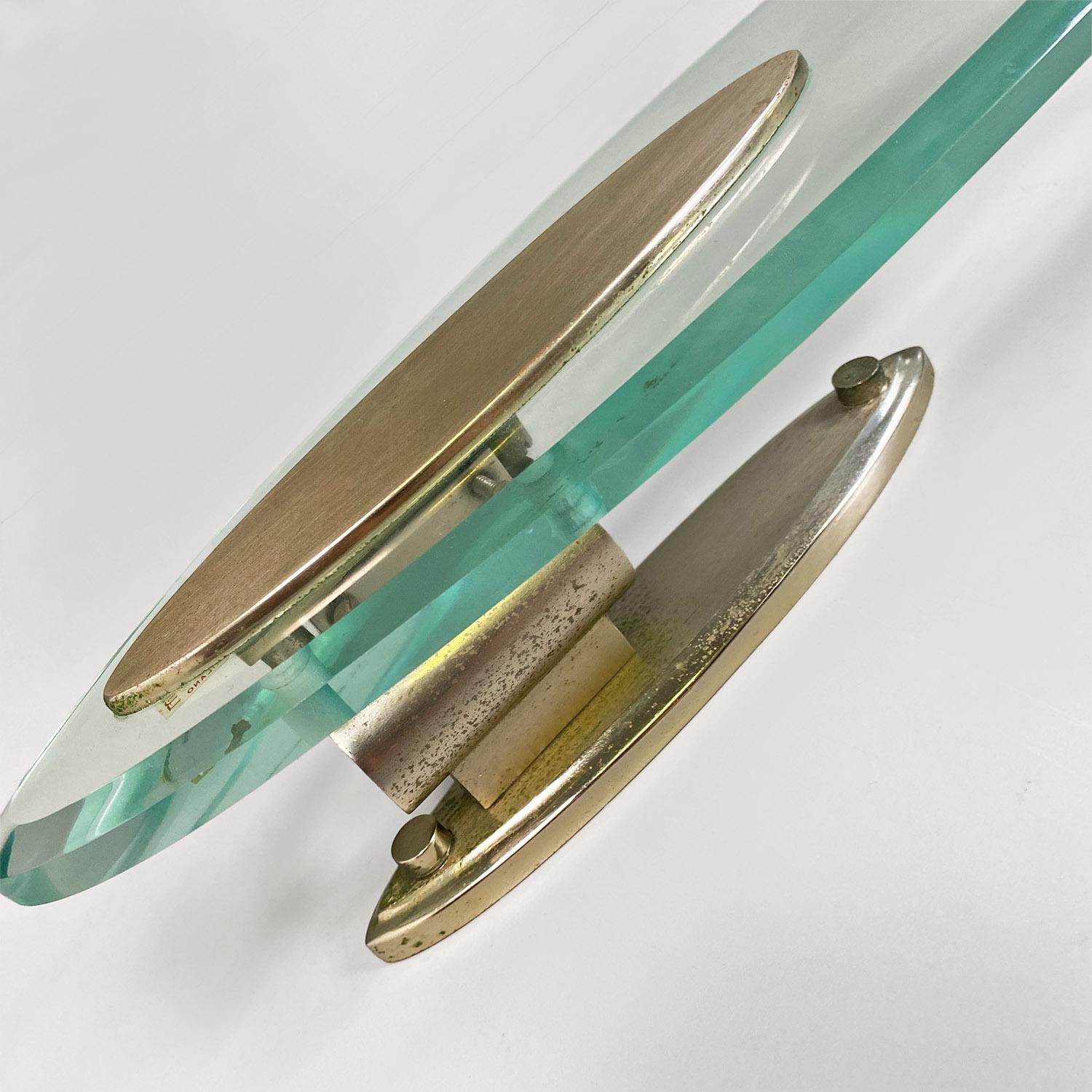 Acciaio Italian modern glass and brushed steel sconces or wall lamps by Lumi Milano 1970 in vendita
